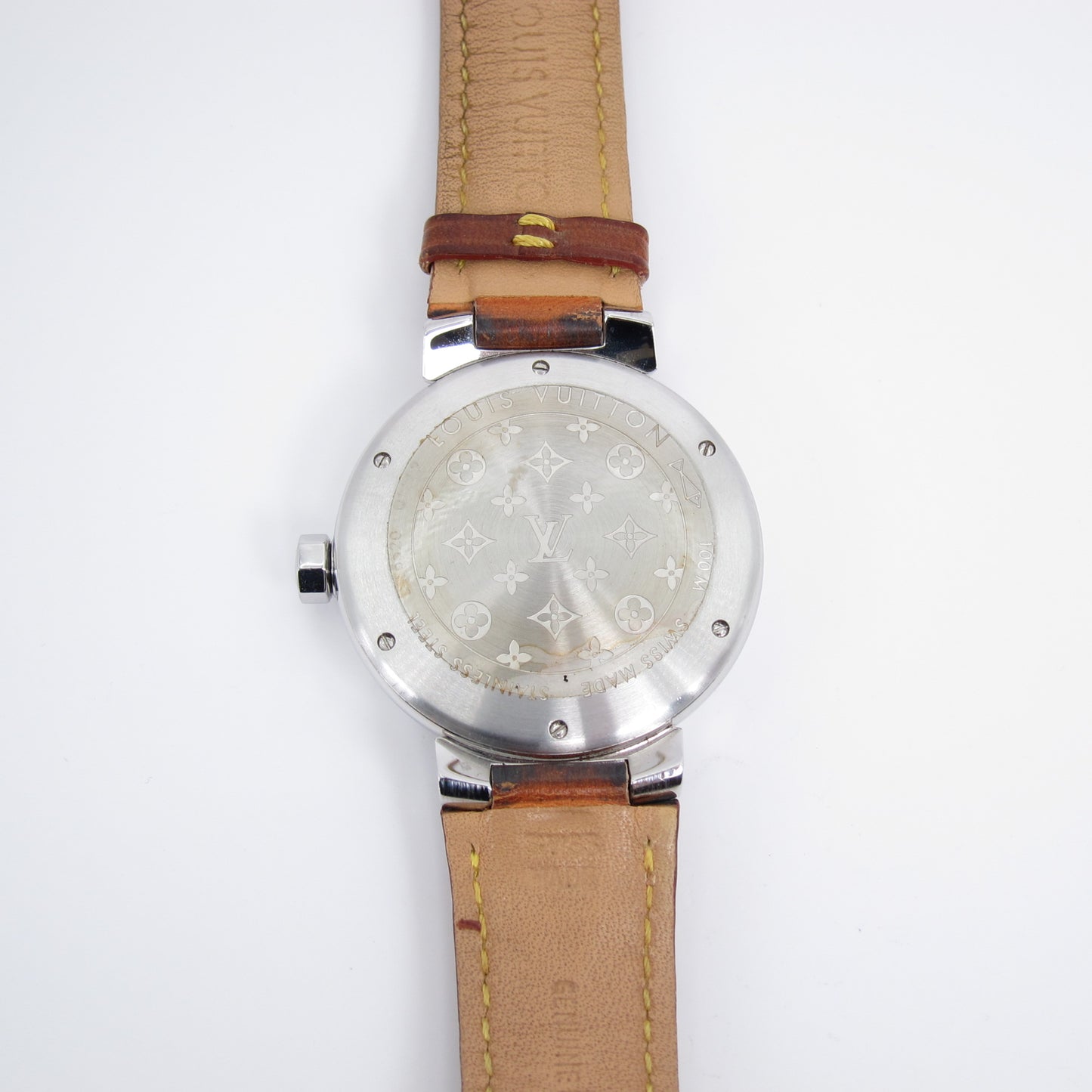 Louis Vuitton Vintage Tambour Brown Face and Leather Strap Watch