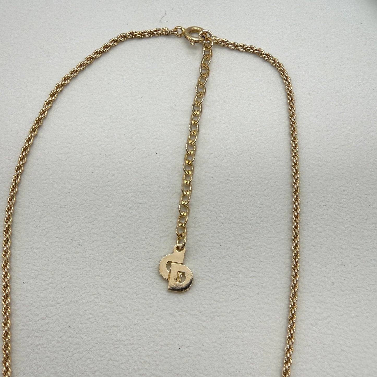 Christian Dior Vintage Oval Shape with Rhinestone Golden Necklace
