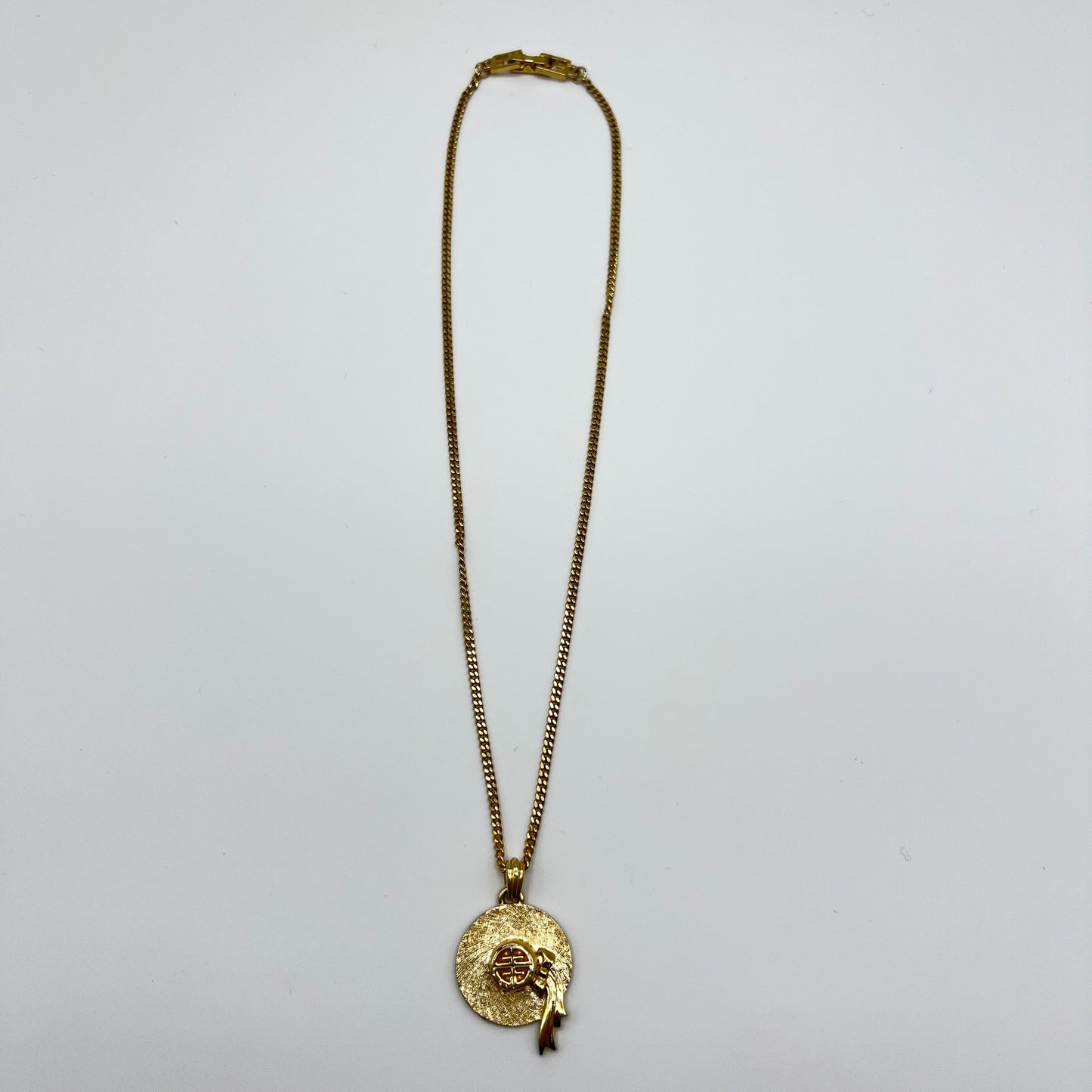 Givenchy Vintage 4G Logo Hat Motif Pendant Golden Necklace
