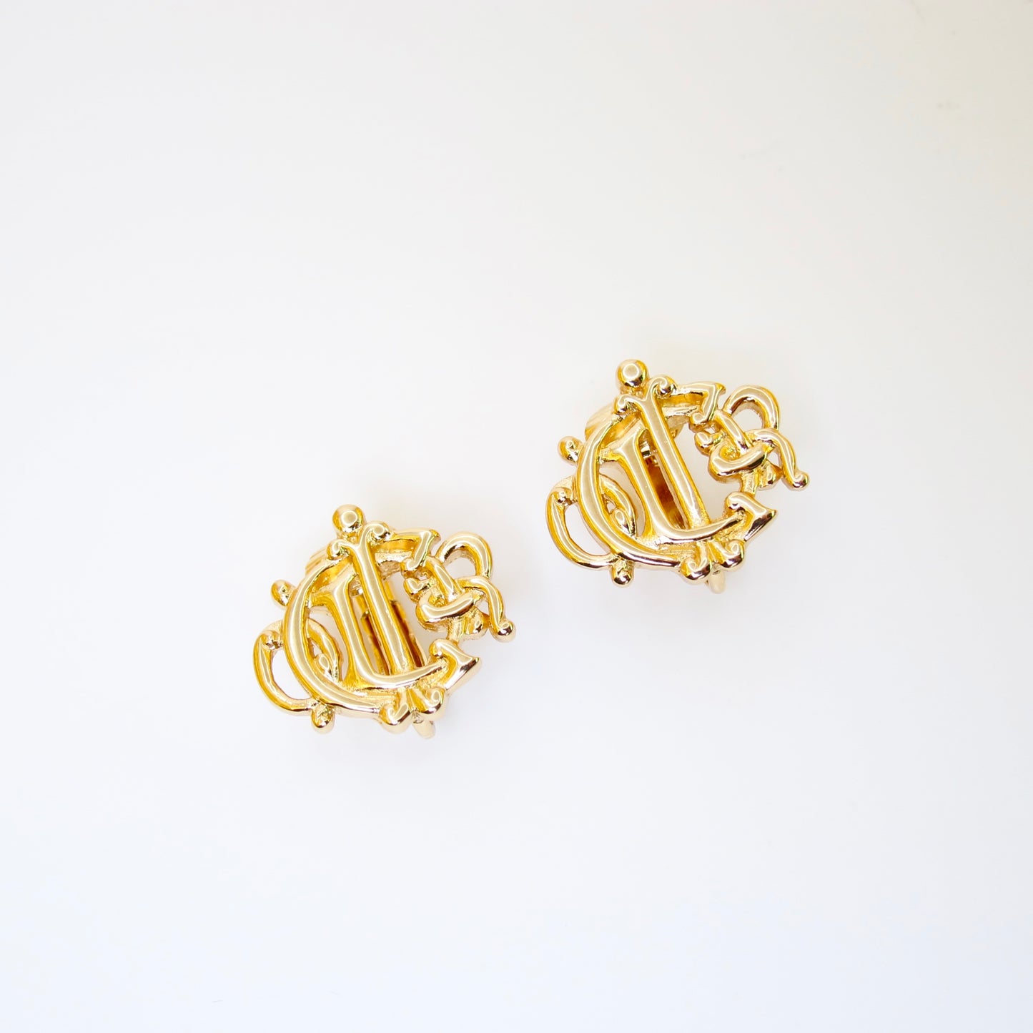 Christian Dior Vintage Dior Logo Golden Clip-on Earrings
