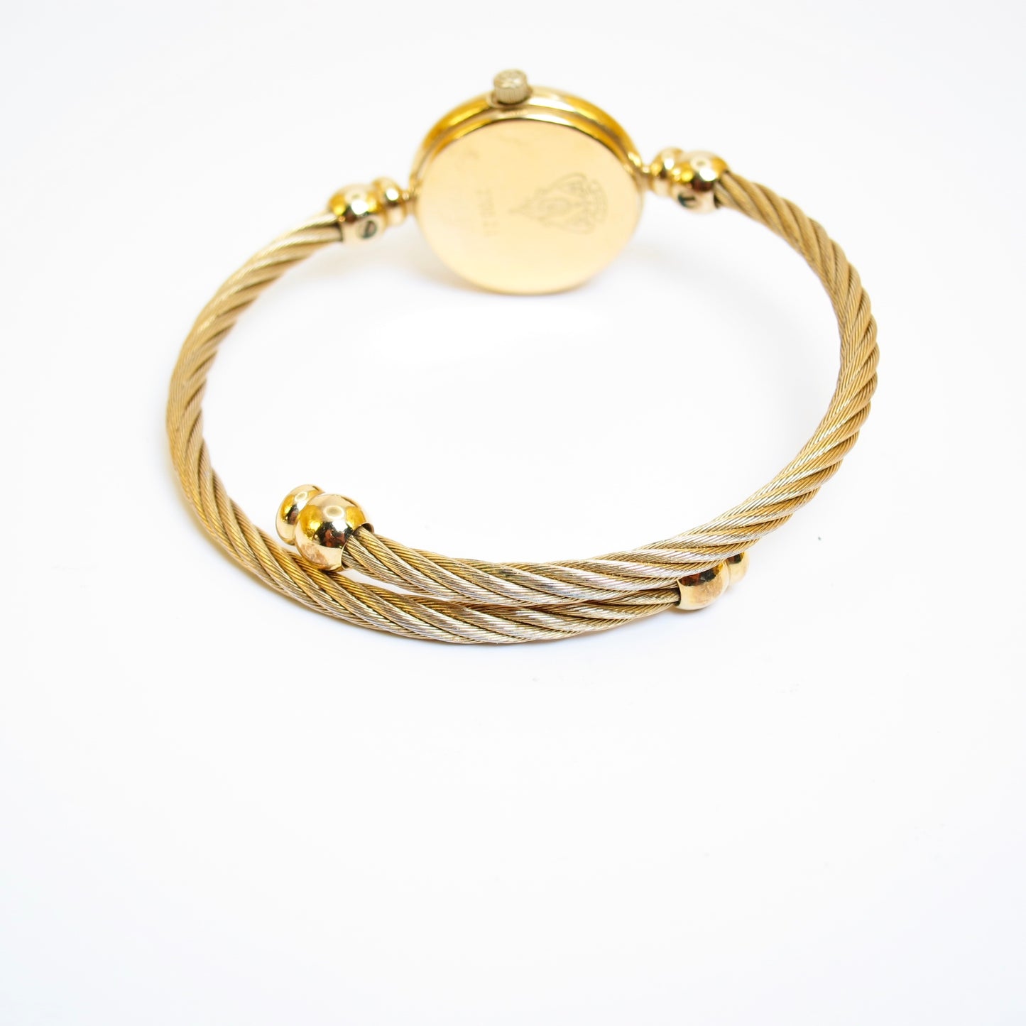 Gucci Vintage Round Black Face Golden Bangle Watch