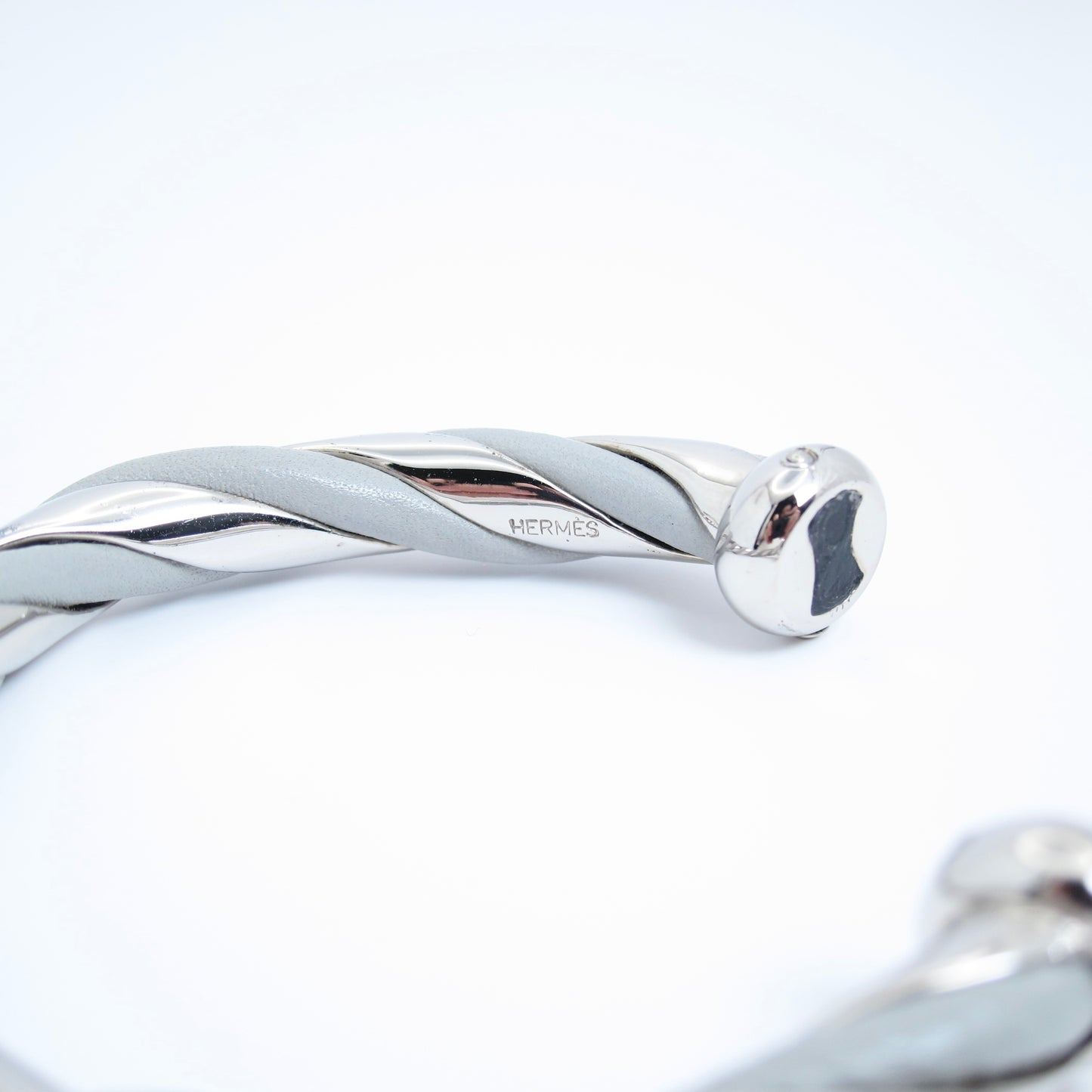 Hermes Vintage Twisted Grey and Silver Bangle