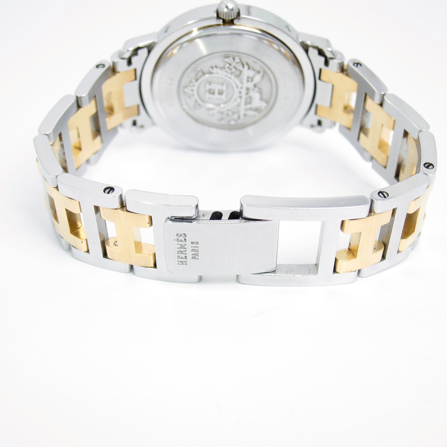 Hermes Vintage Clipper Ivory Dial with Date and H Bracelet Two Tone Watch
