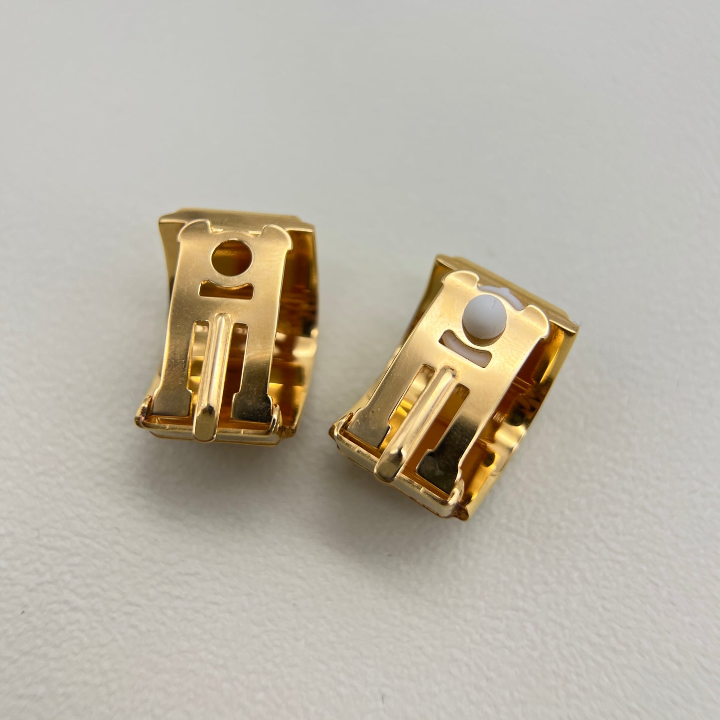 Hermes Vintage Blue Enamelled Golden Clip-on Earrings