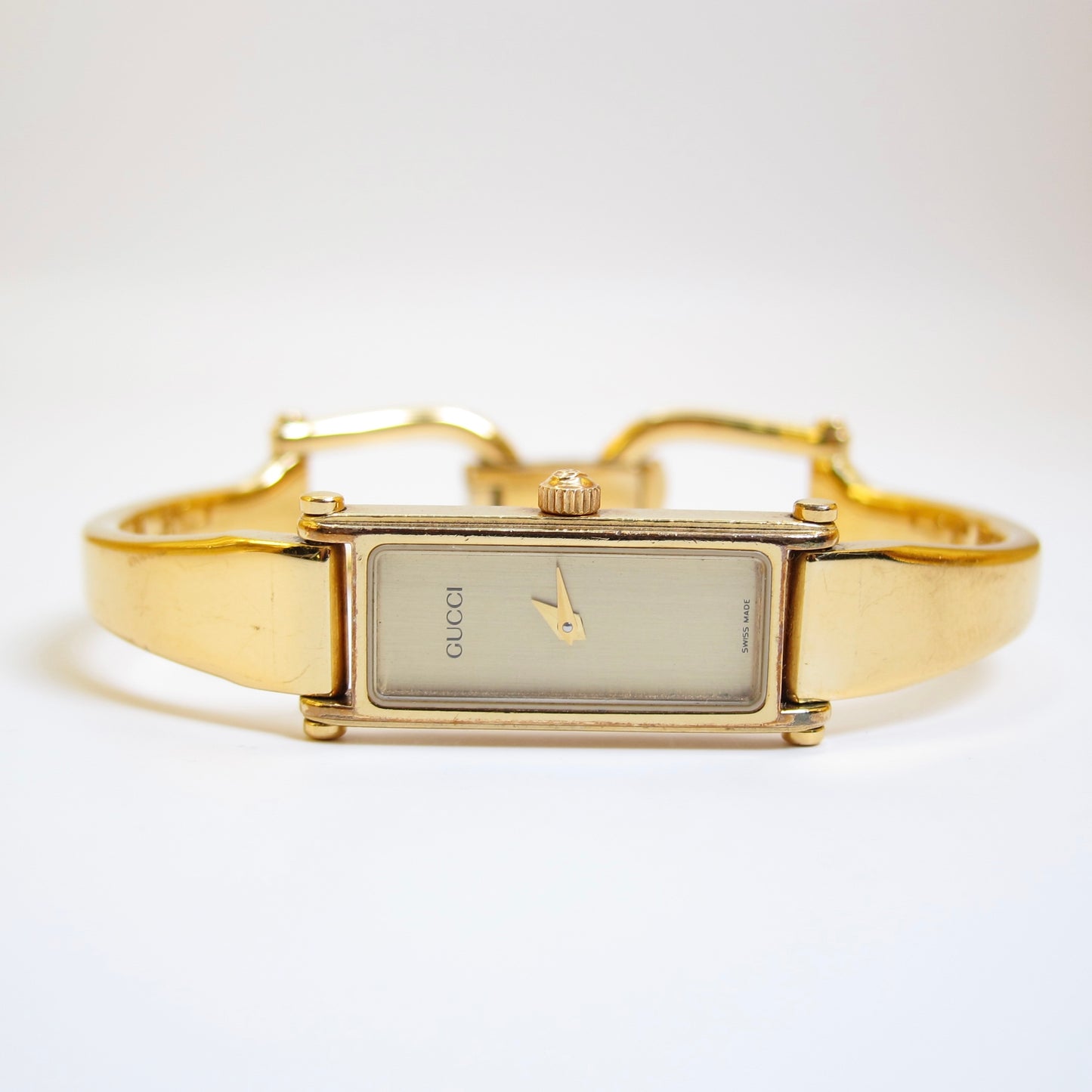 Gucci Vintage Rectangle Golden Face Bangle Watch