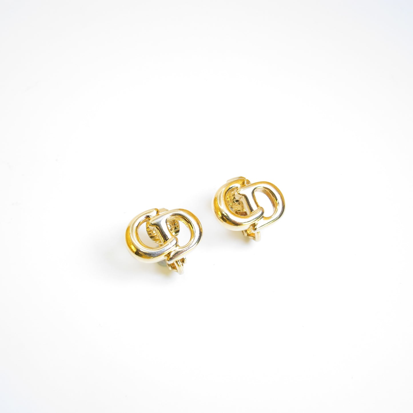 Christian Dior Vintage CD Logo Golden Clip-on Earrings