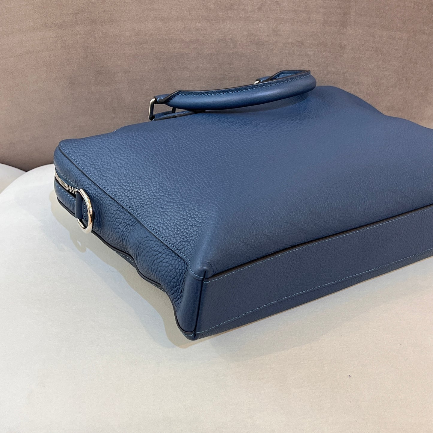 Louis Vuitton Vintage Blue Grained Leather Structured Briefcase Shoulder Bag