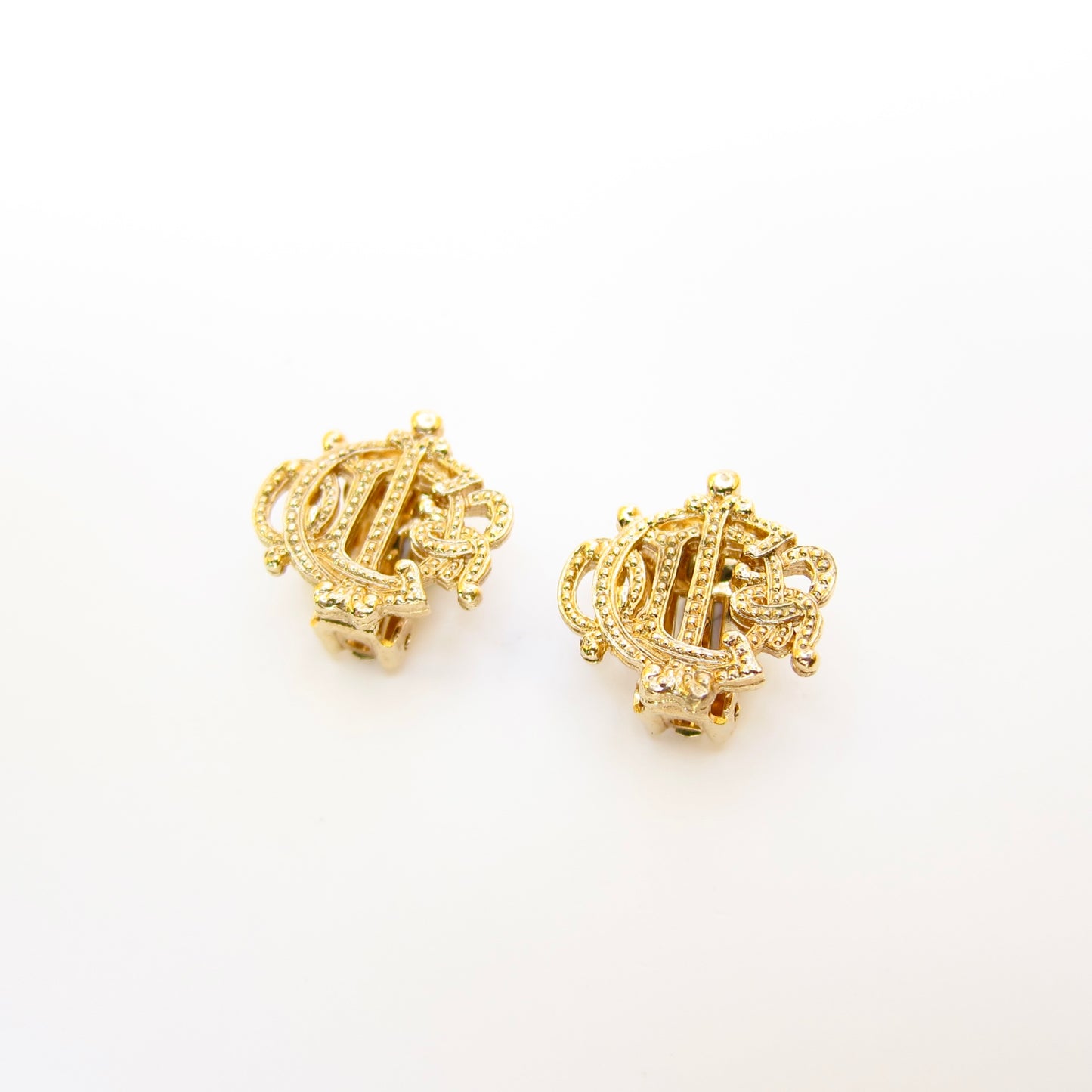 Christian Dior Vintage Dior Logo Golden Clip-on Earrings