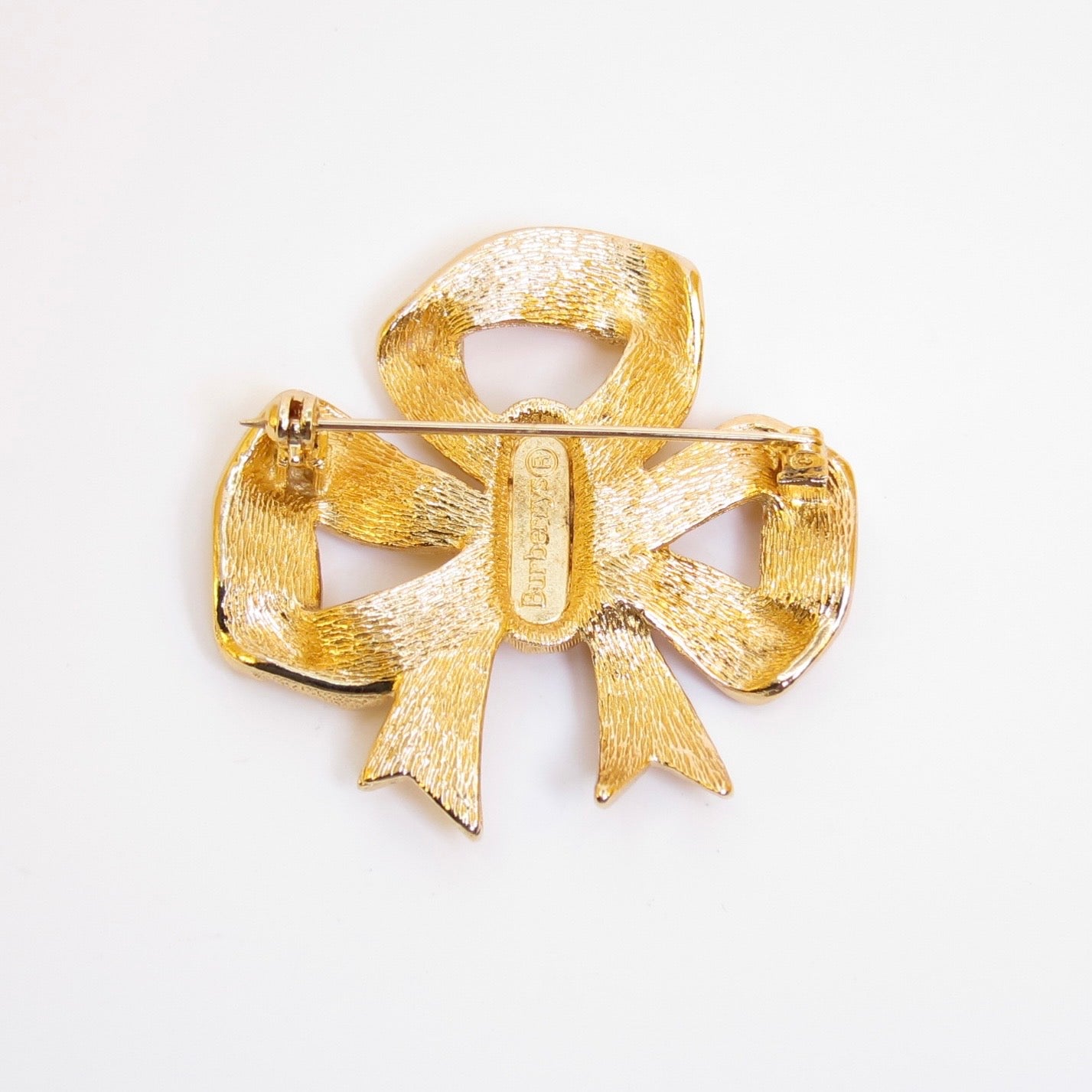 Burberry Vintage Ribbon with Flower Golden Brooch