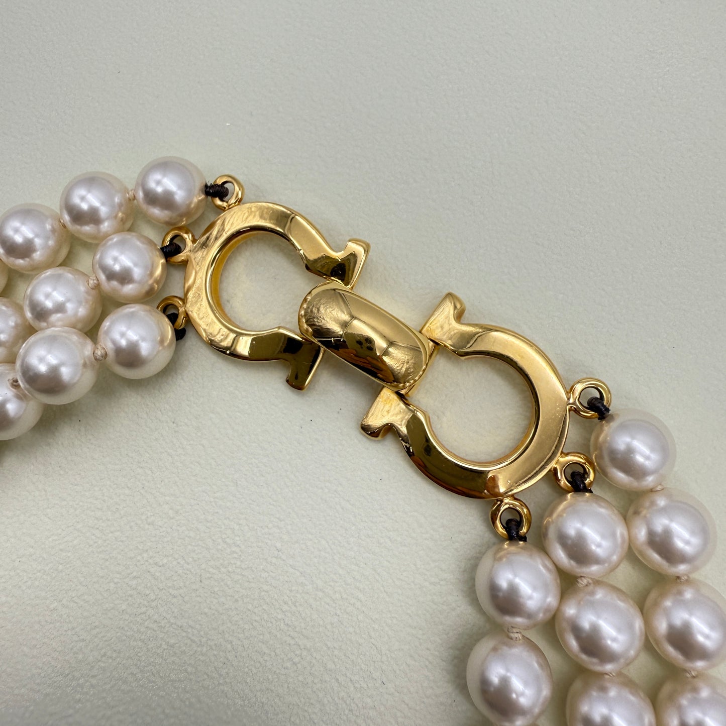 Ferragamo Vintage Gancini Pearl Choker