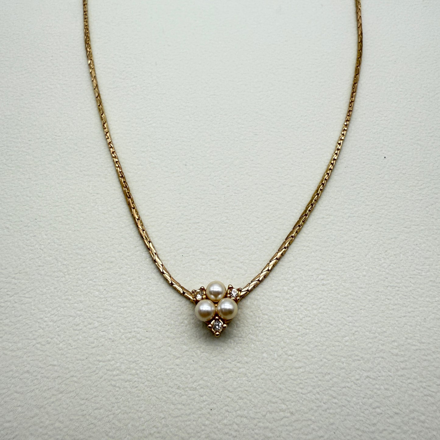 Christian Dior Vintage Pearl and Rhinestone Golden Necklace