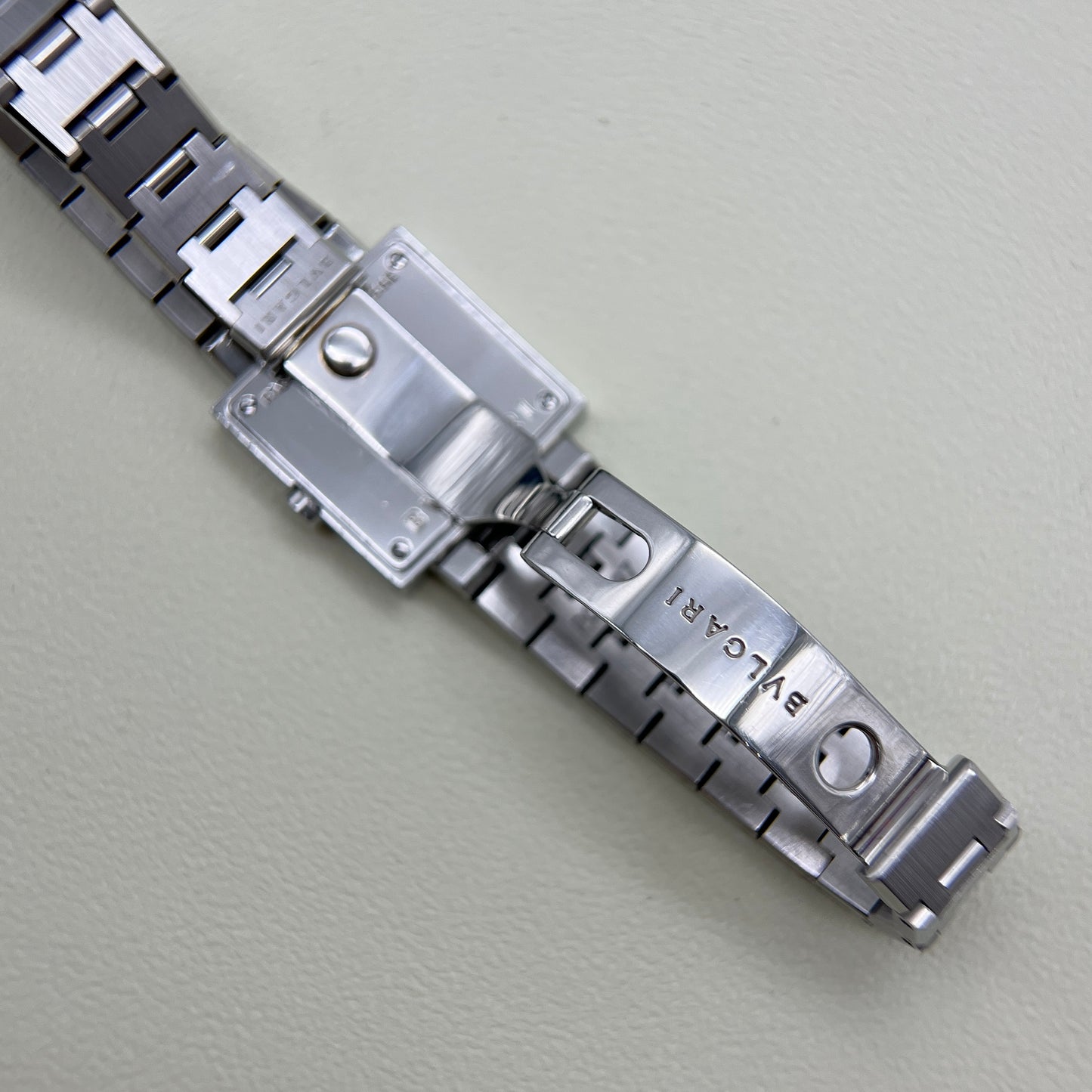 Bvlgari Vintage Cuadrado Square Black Face Stainless Steel Watch