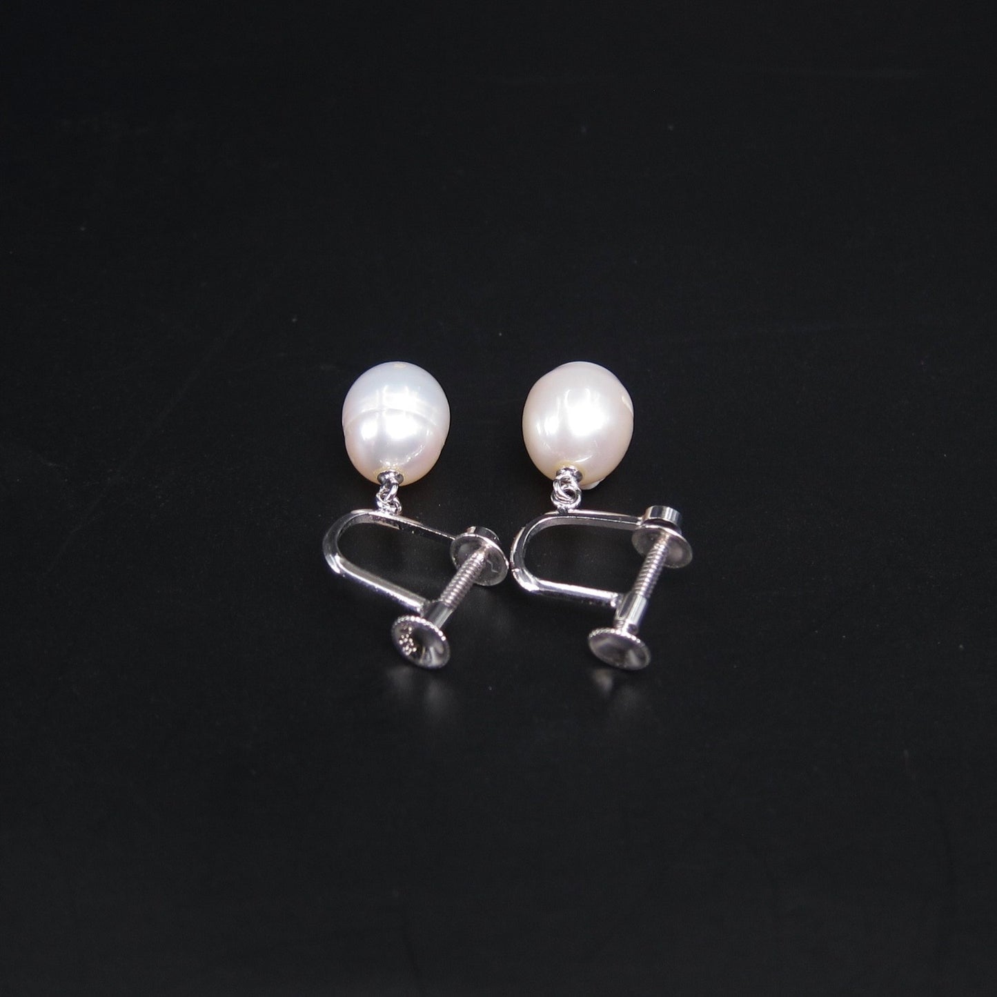 No Brand Vintage Freshwater Pearl Silver Clip-on Earrings