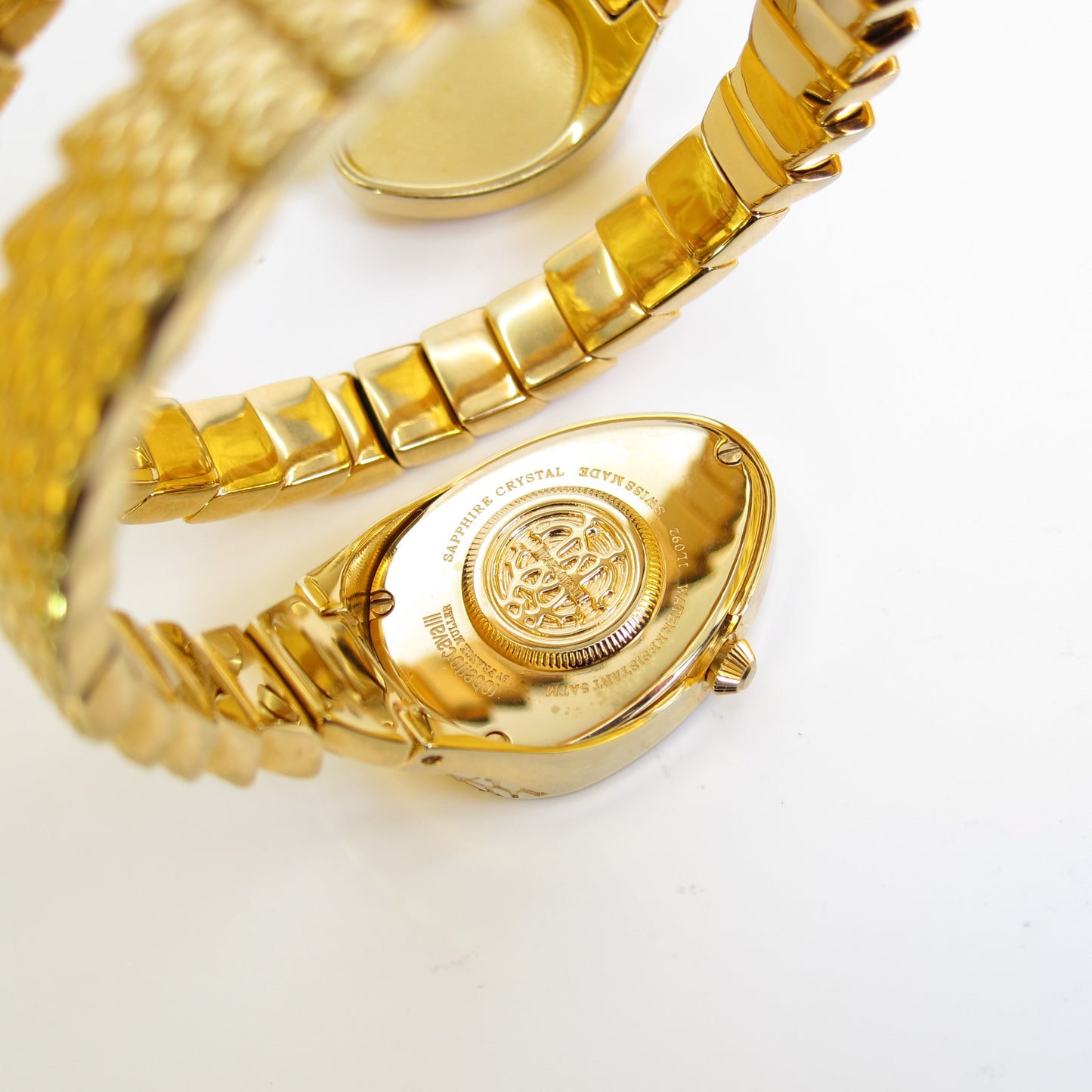 Franck Muller Vintage Roberto Cavalli By Franck Muller Shell Pearl Face Snake Core Golden Watch