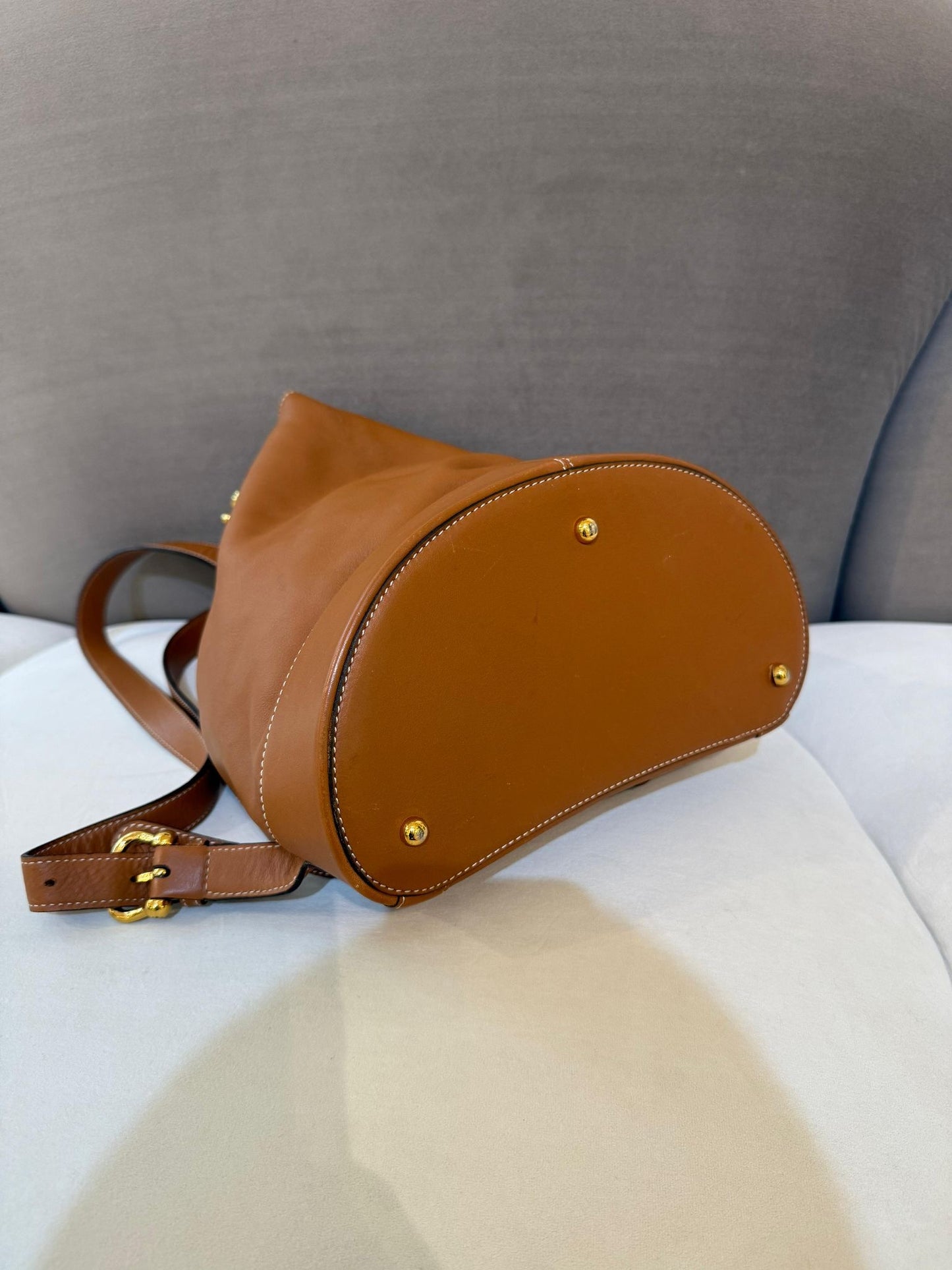 Loewe Vintage Tan Leather Backpack With Pouch