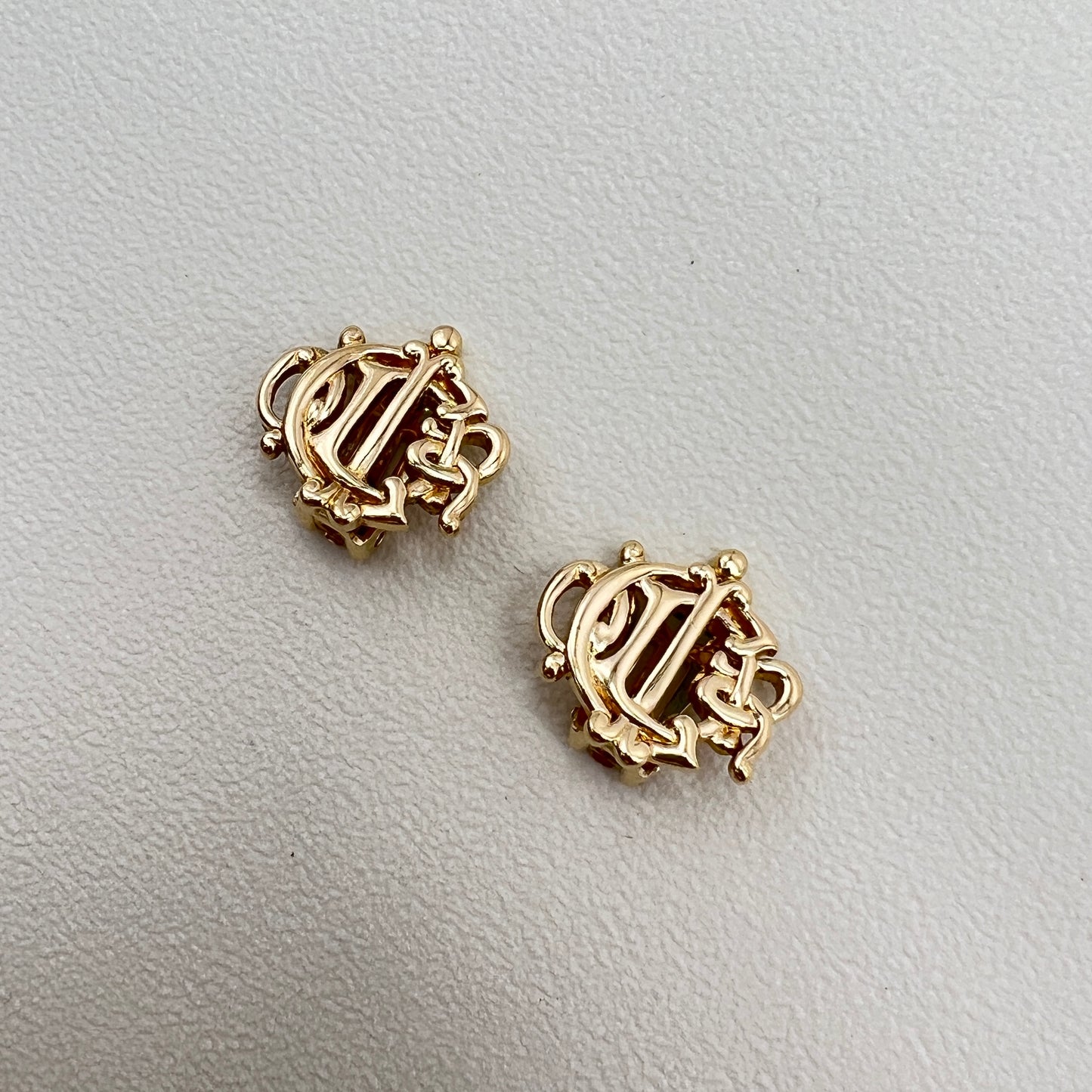Christian Dior Vintage Dior Logo Golden Clip-on Earrings
