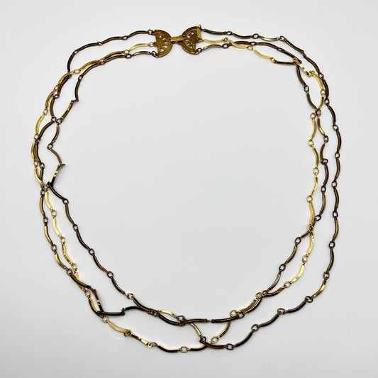 Yves Saint Laurent Vintage Three-Strand Golden Long Necklace