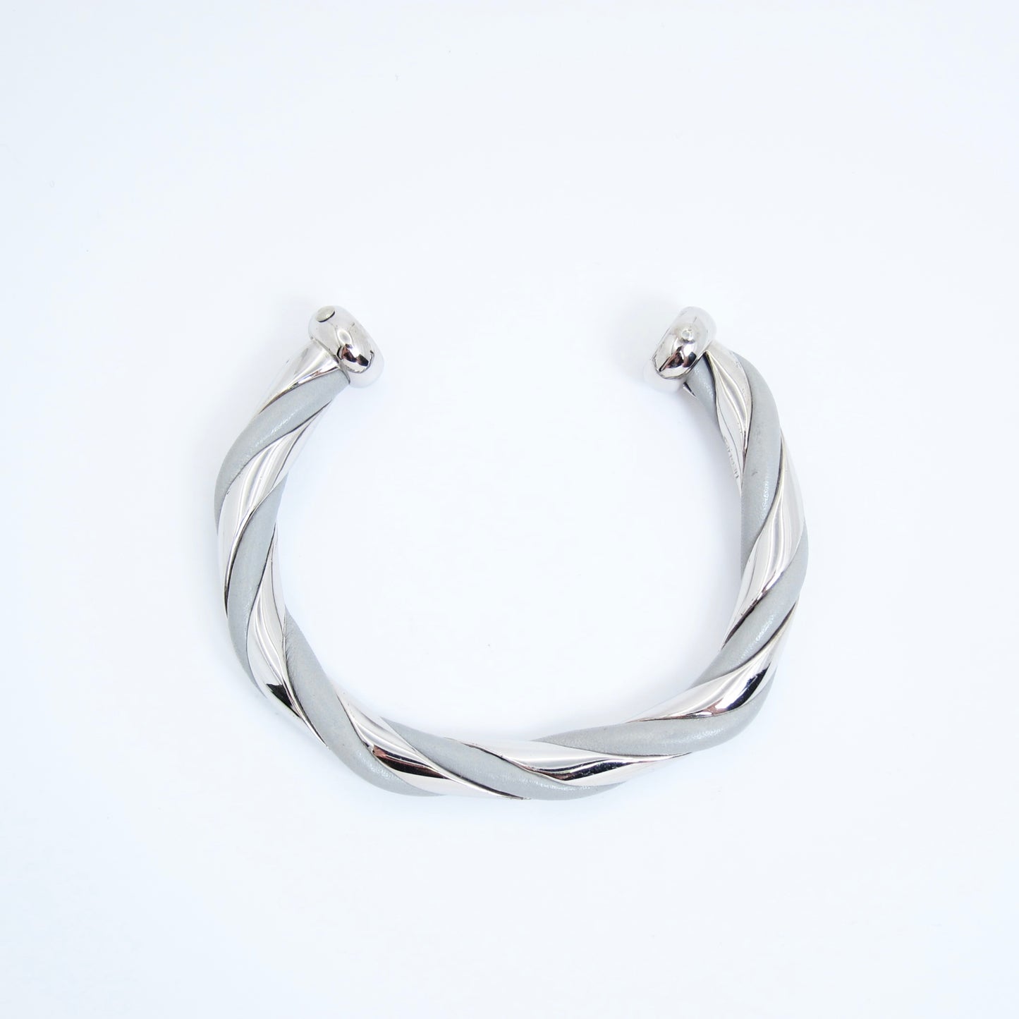 Hermes Vintage Twisted Grey and Silver Bangle