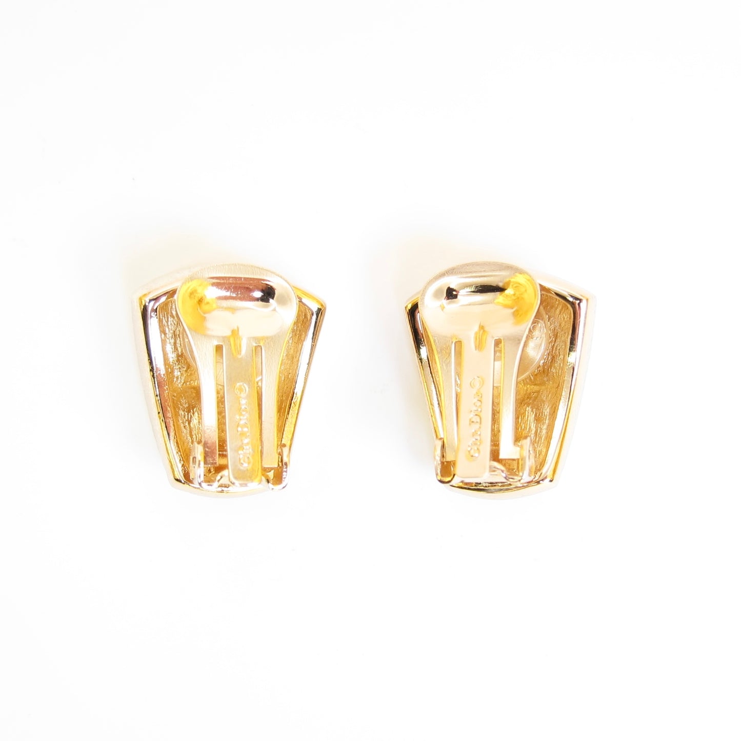 Christian Dior Vintage Stylish Rhinestone Golden Clip-on Earrings