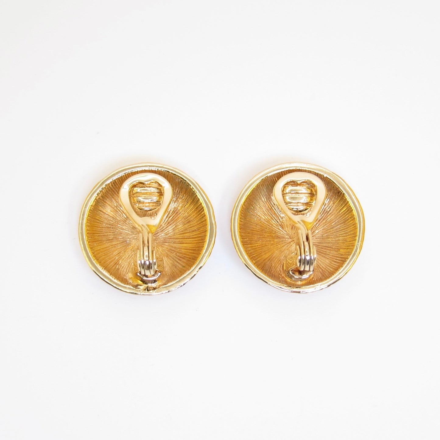 Monet Vintage Round Shaped Golden Clip-on Earrings