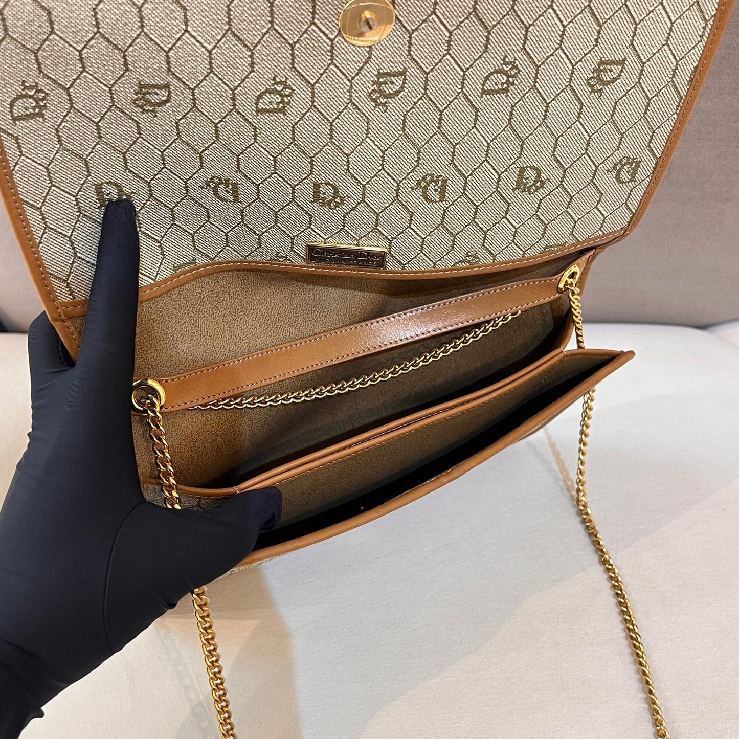 Christian Dior Vintage Honeycomb Chain Shoulder Bag