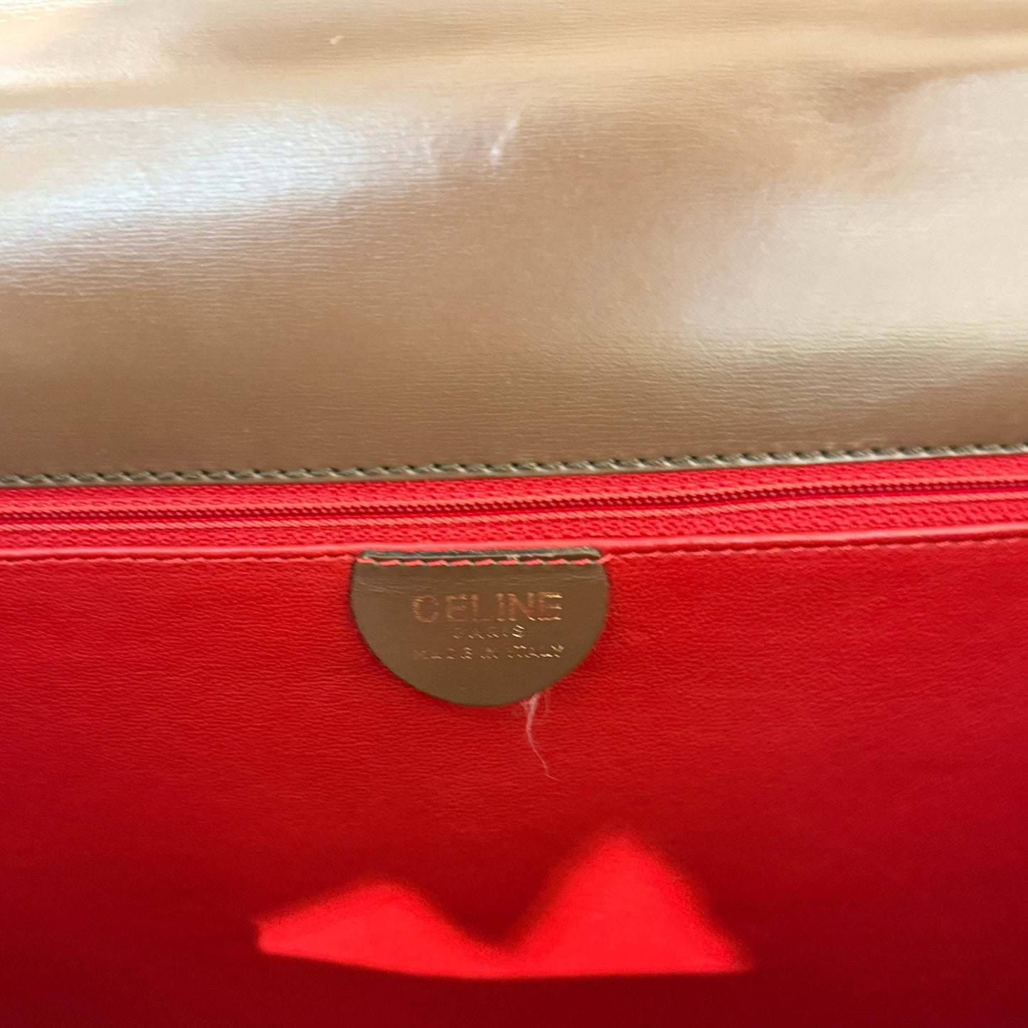 Celine Golden Clasp Brown Leather Top Handle Handbag