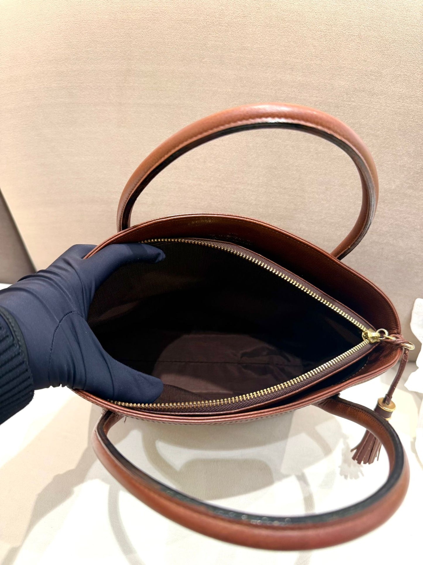 Valentino Garavani Vintage Burgundy Leather Top Handle Handbag