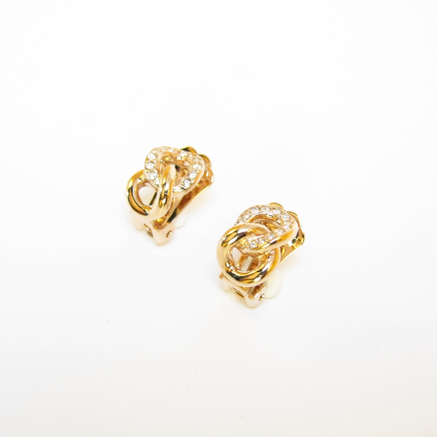 Christian Dior Vintage Rhinestone and Link Golden Clip-on Earrings