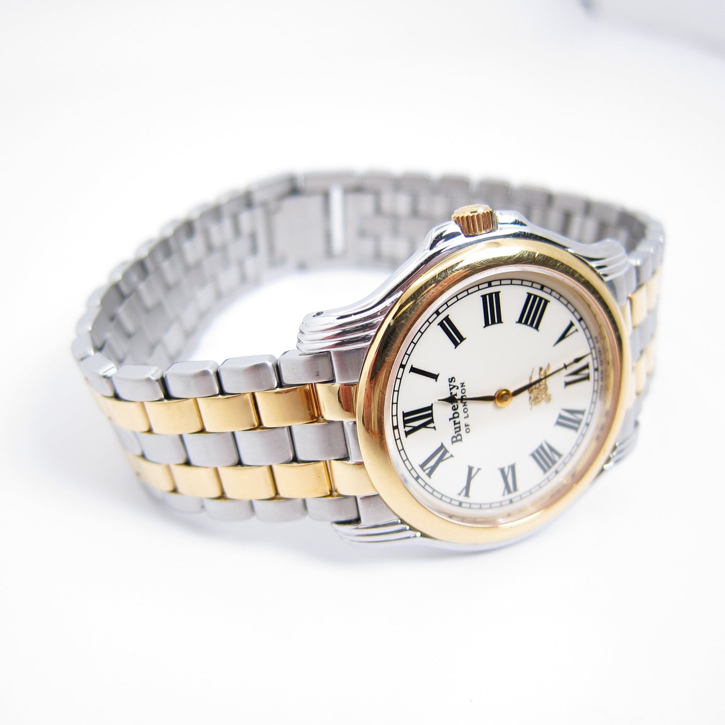 Burberry Vintage Round White Face Two Tone Watch