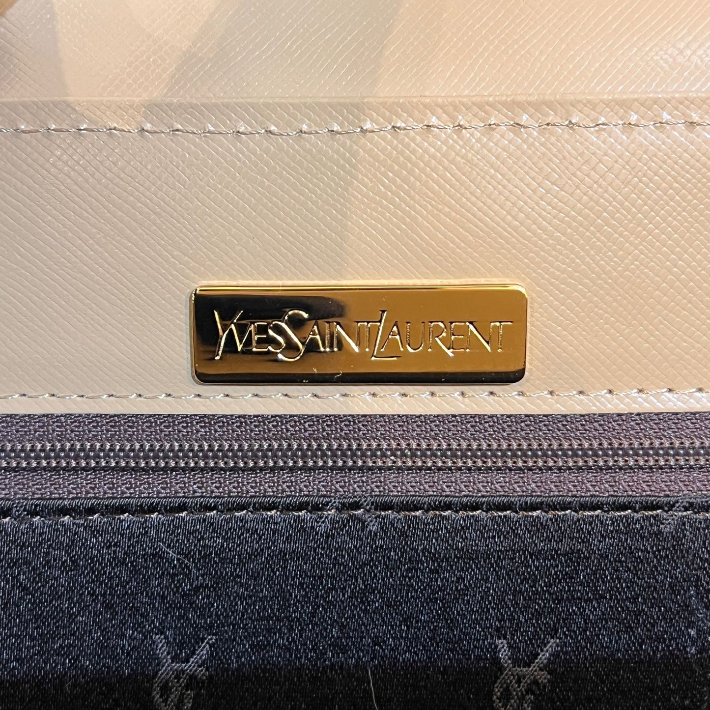 Yves Saint Laurent Vintage Beige Structured Leather Handbag