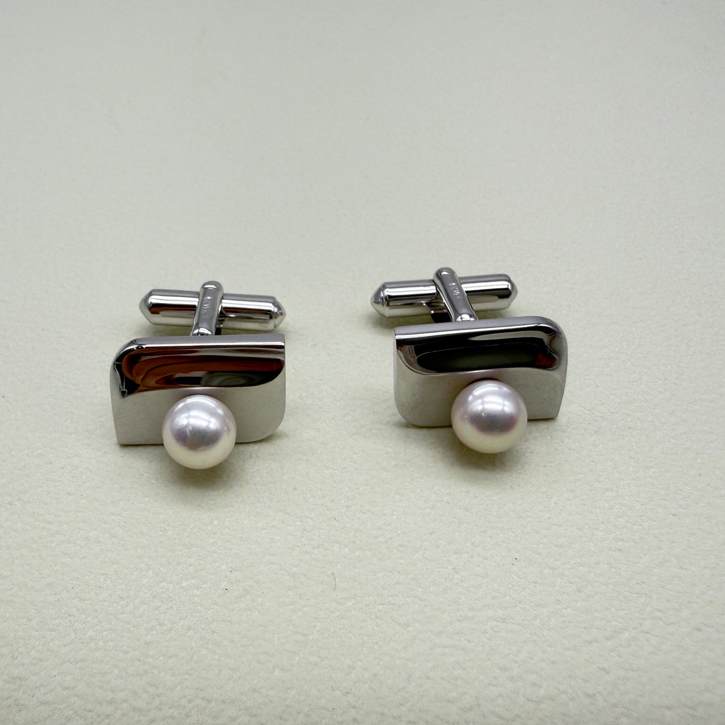 Tasaki Vintage Akoya Pearl Silver Cufflinks