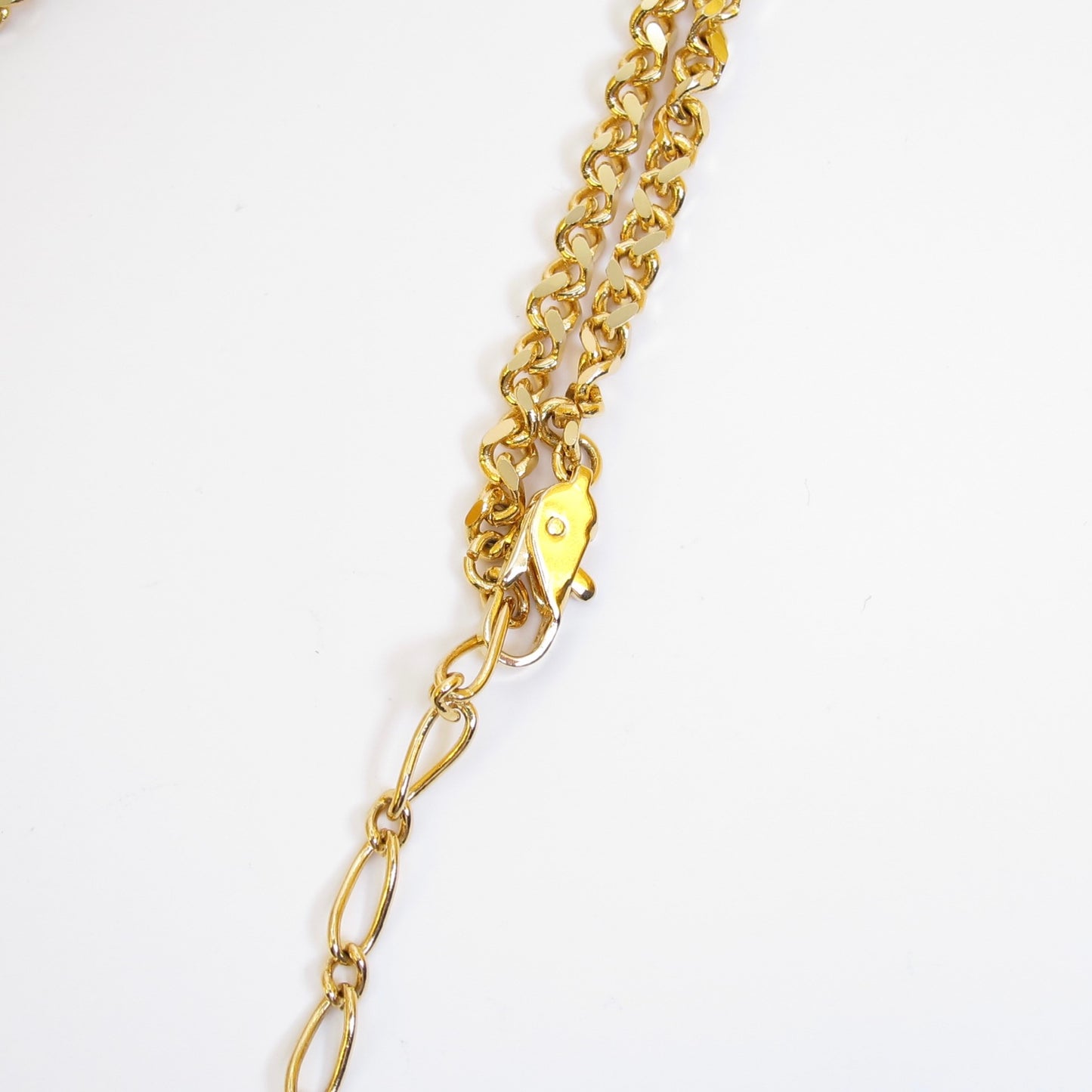 Yves Saint Laurent Vintage Rhombus and Rhinestone Pendant Golden Long Necklace