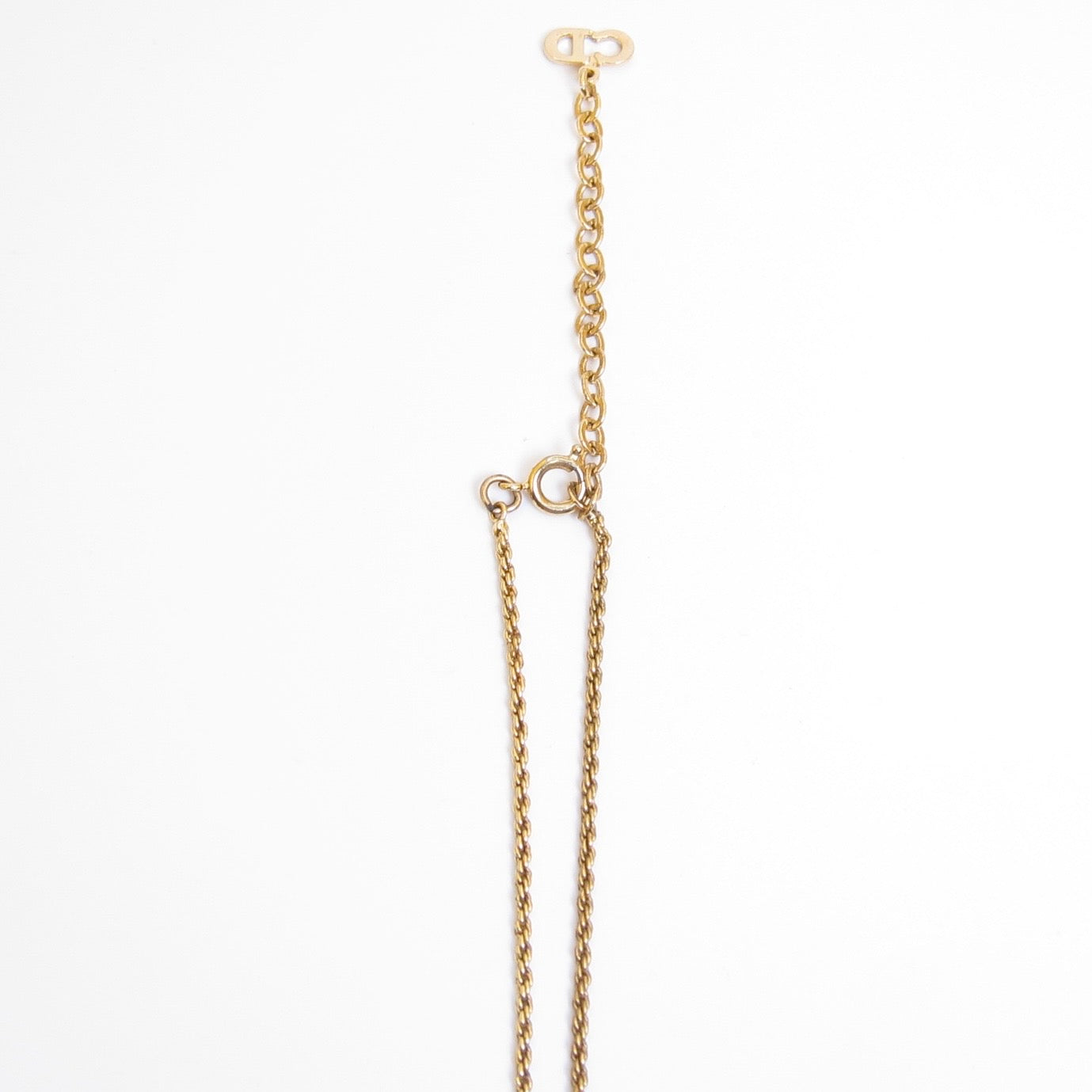 Christian Dior Vintage CD Logo with Rhinestone Golden Necklace
