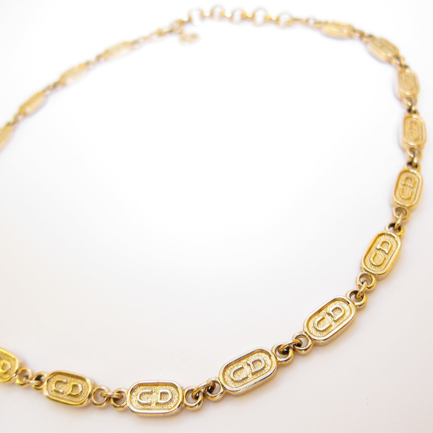 Christian Dior Vintage CD Logo Motif Golden Necklace