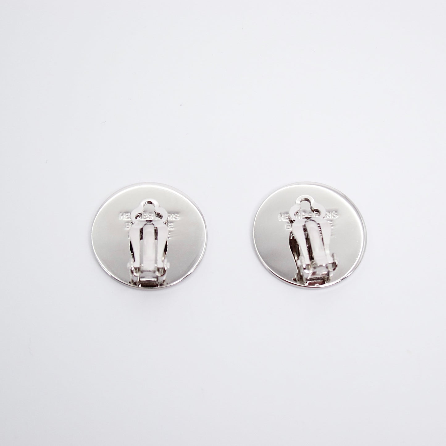 Hermes Vintage Hermes Logo on Round Shape Silver Clip-on Earrings