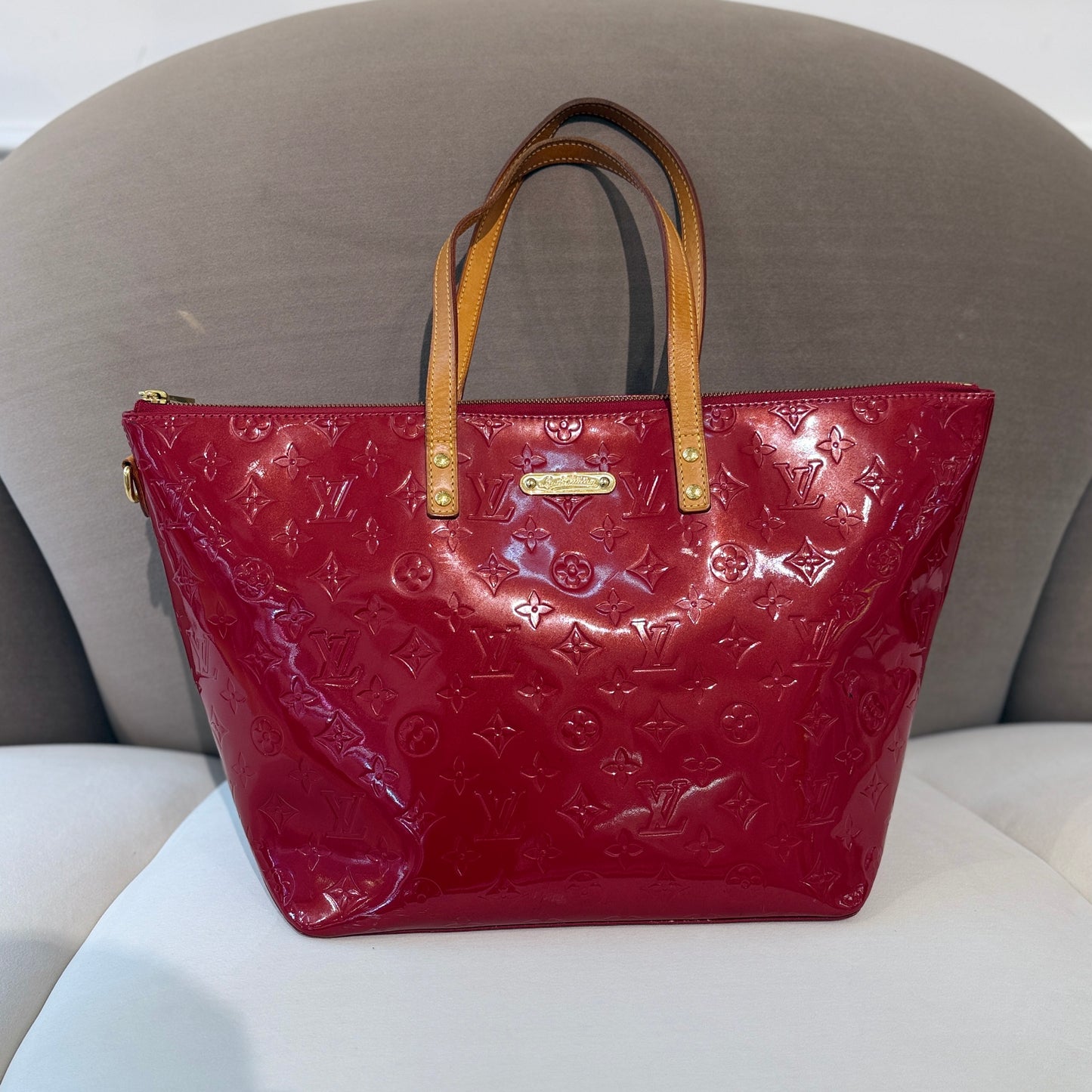 Louis Vuitton Vintage Vernis Bellevue Gm Pomme D’amour Patent Tote Bag