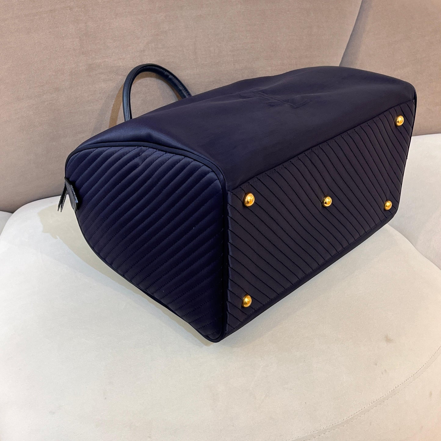 Yves Saint Laurent Vintage Navy Nylon Boston Bag