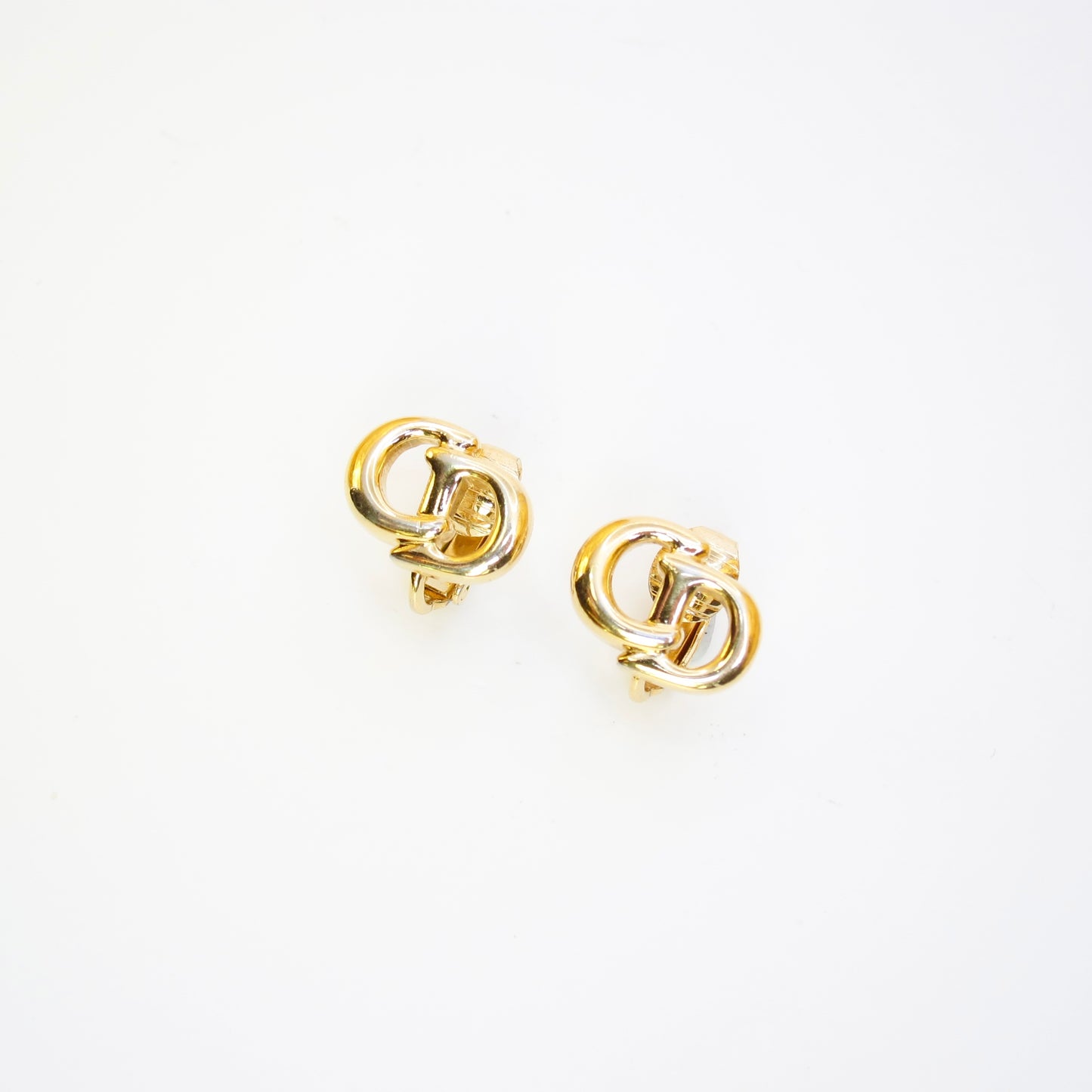 Christian Dior Vintage CD Logo Golden Clip-on Earrings