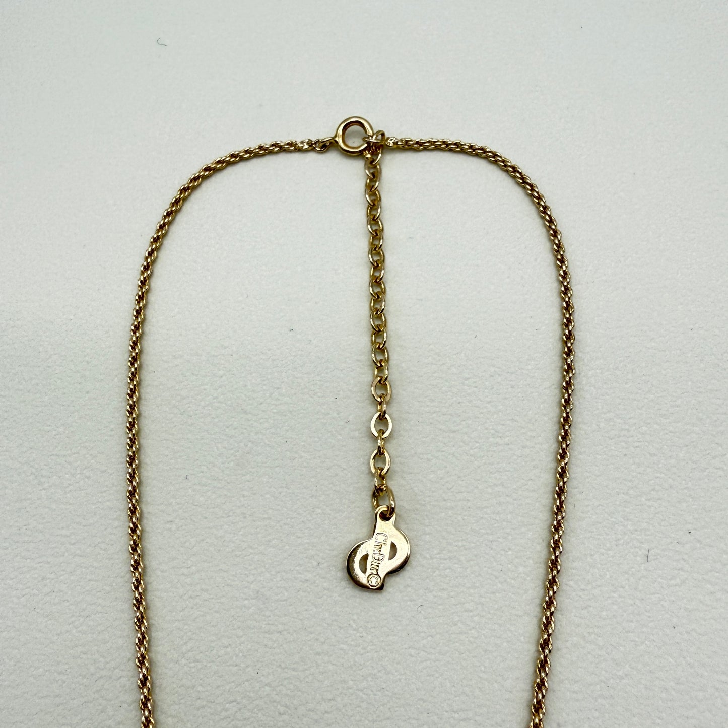 Christian Dior Vintage CD Logo Pendant Golden Necklace