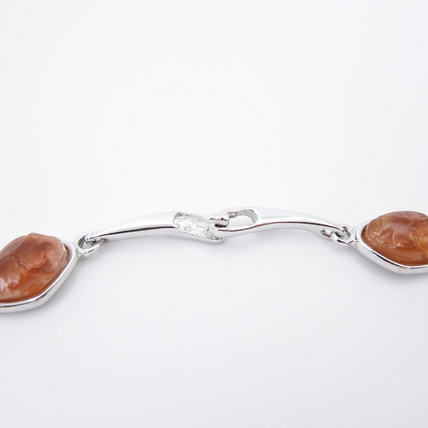Givenchy Vintage Brown Color Stone Silver Necklace