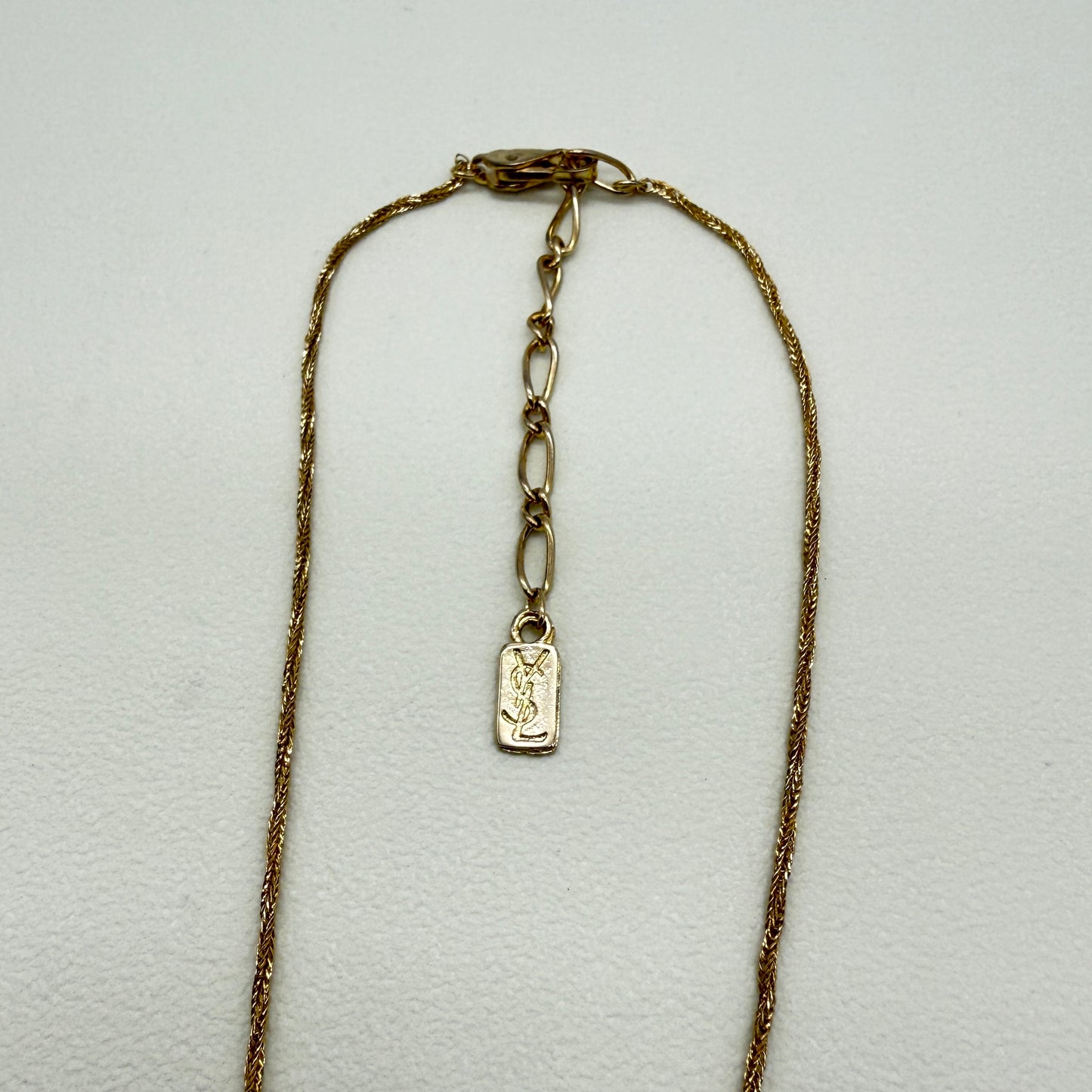 Yves Saint Laurent 復古圓形水鑽吊墜金色項鍊