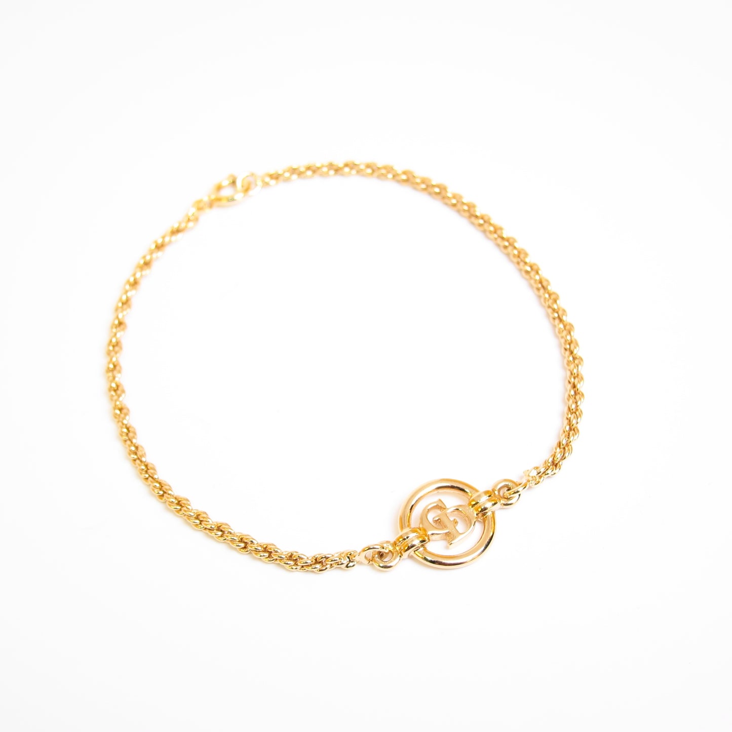 Christian Dior Vintage CD Logo in Circle Golden Bracelet