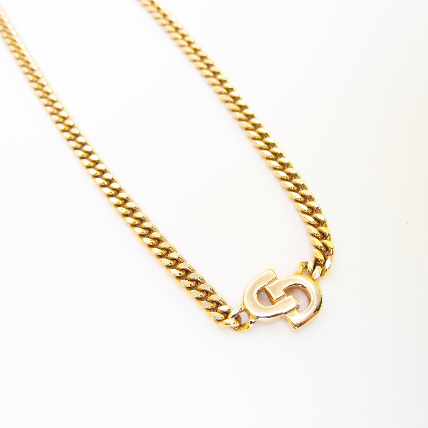 Christian Dior Vintage CD Logo Golden Chain Necklace