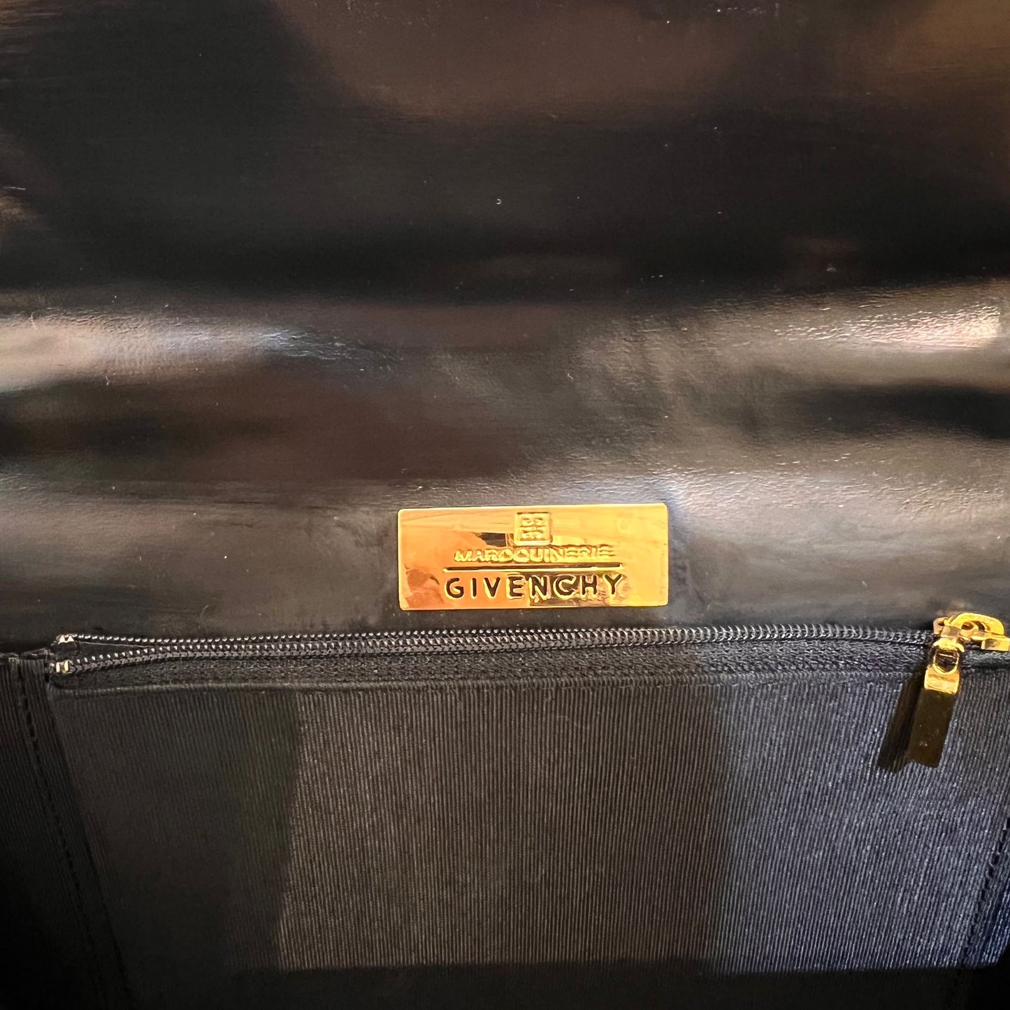 Givenchy Vintage 4G Logo Structured Black Leather Top Handle Bag