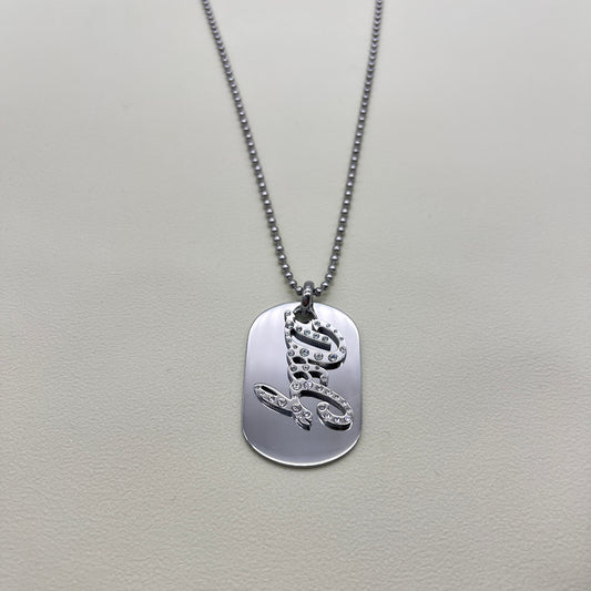 Dolce & Gabbana Vintage D&G Logo With Rhinestone and Silver Pendant Necklace