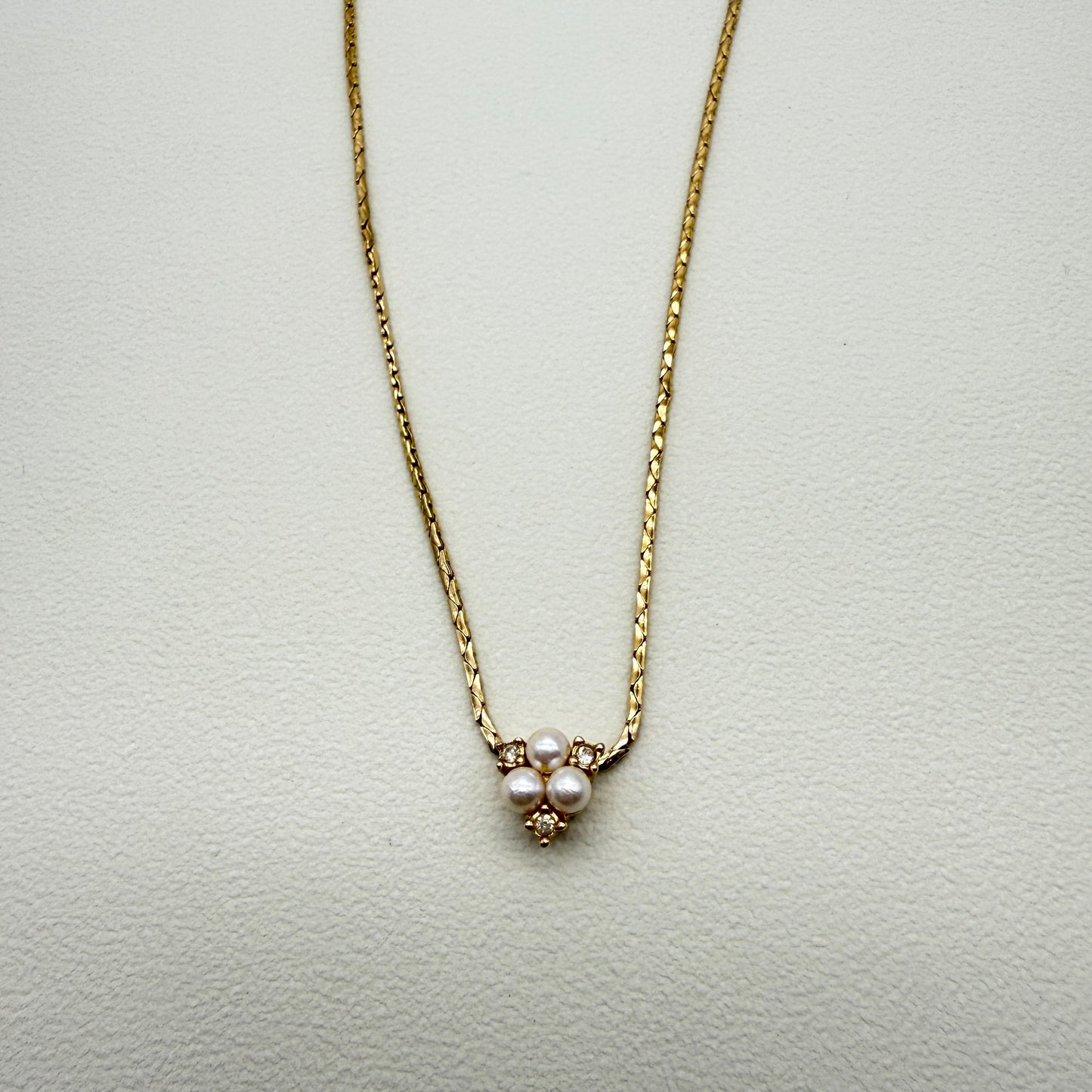 Christian Dior Vintage Pearl and Rhinestone Golden Necklace