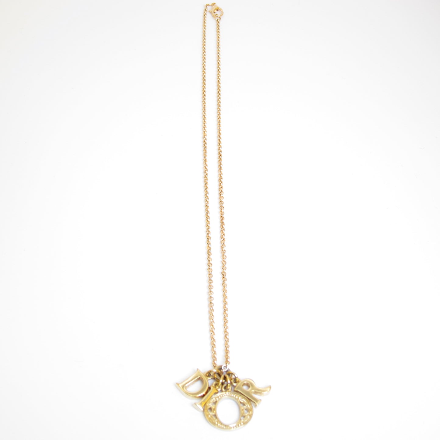 Christian Dior Vintage Dior Letter Charm Golden Necklace