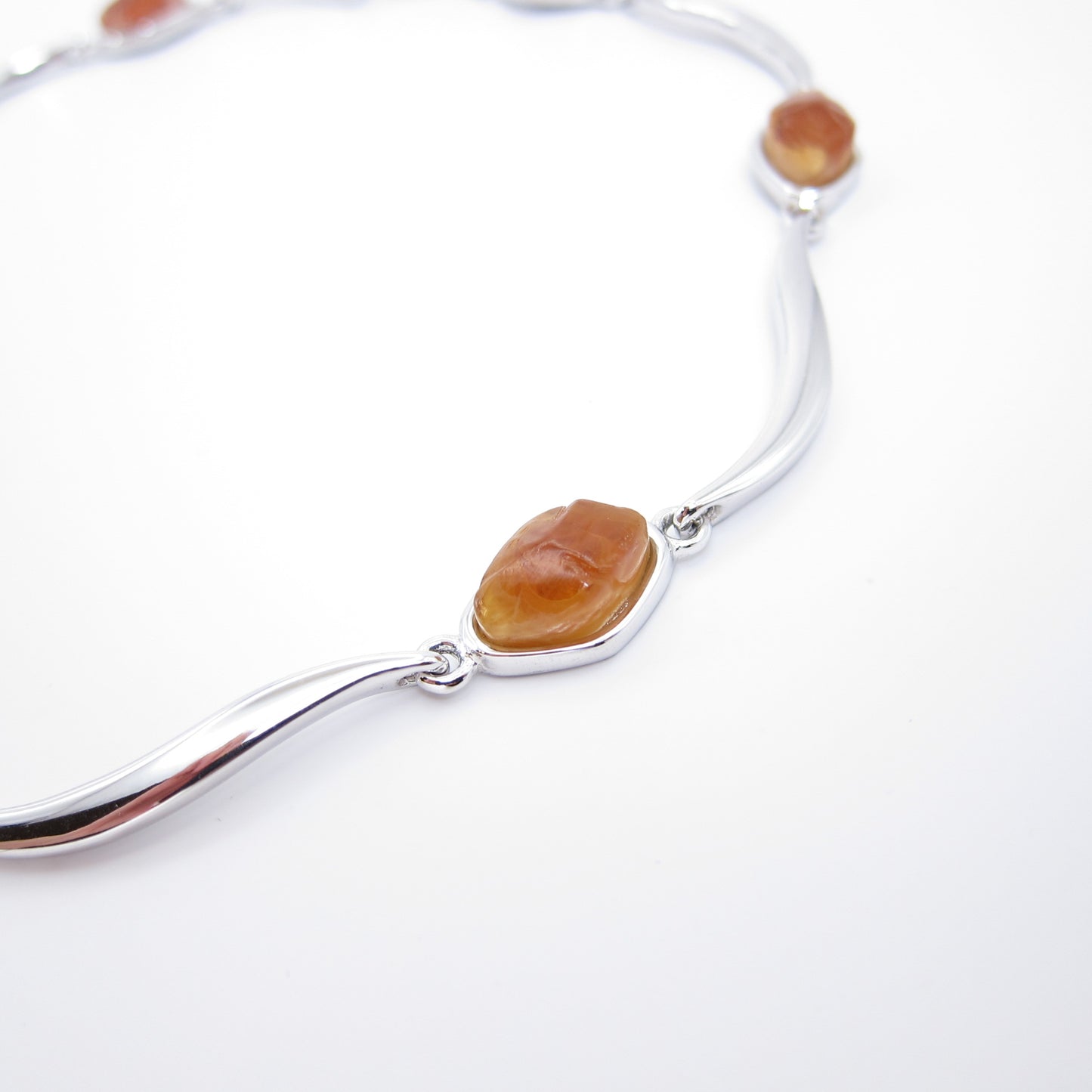 Givenchy Vintage Brown Color Stone Silver Necklace