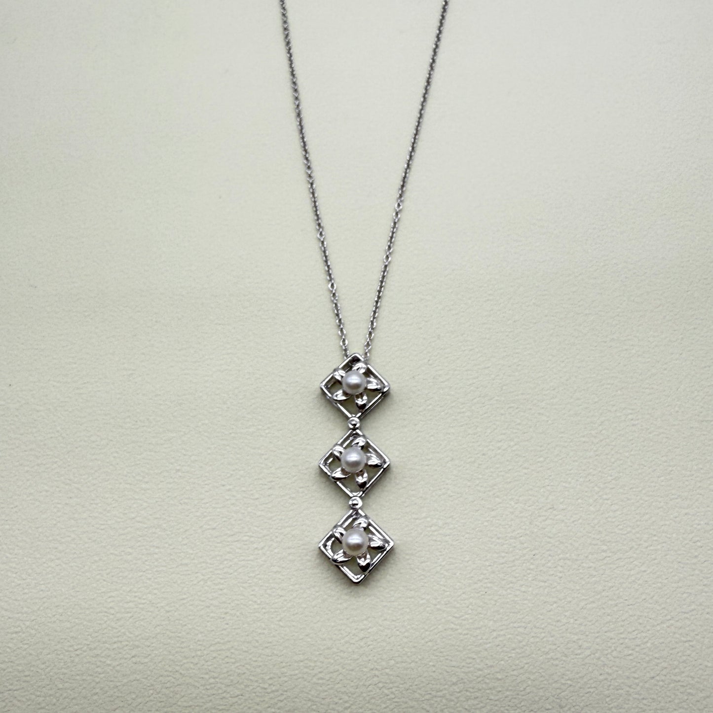 Tasaki Vintage Flower Motif with Pearl 925 Silver Necklace