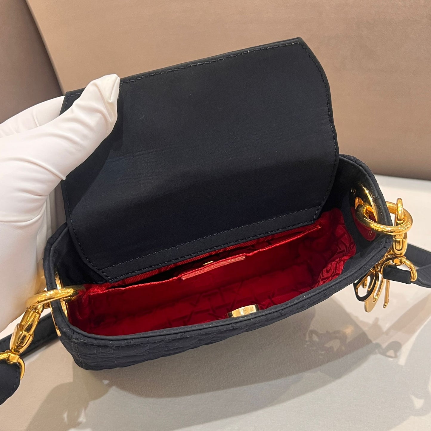 Christian Dior Vintage Lady Dior Cannage Black Shoulder Bag